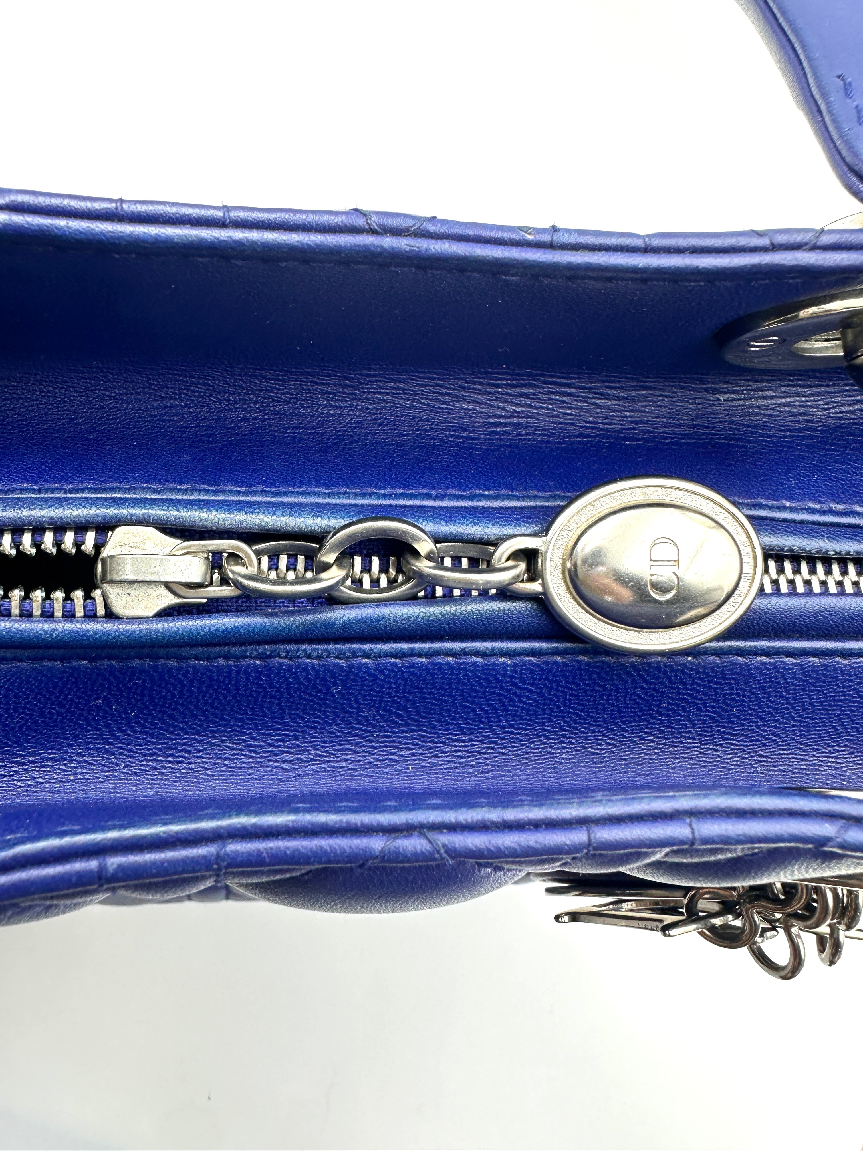 Christian Dior Lady Dior Blue Cannage Lambskin Handle Bag DR888
