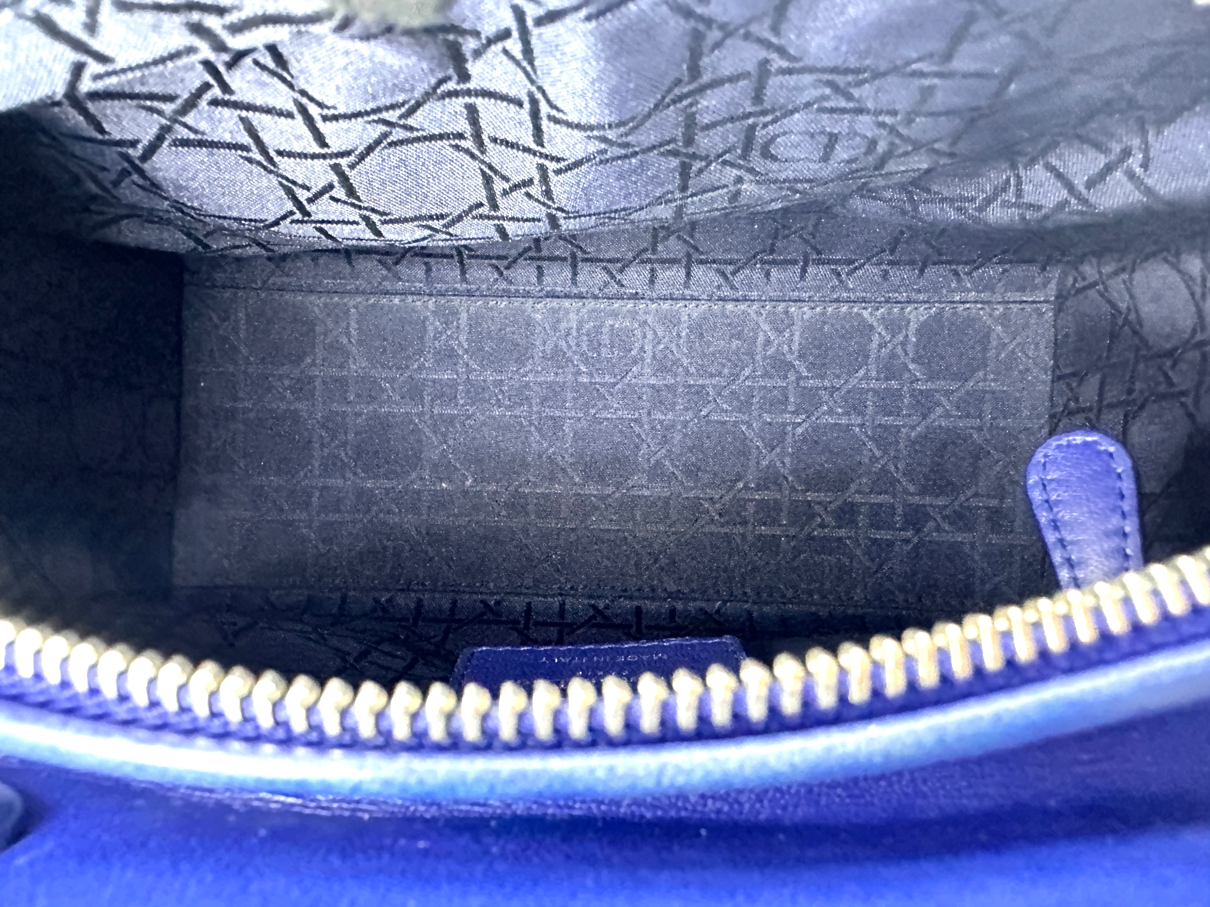 Christian Dior Lady Dior Blue Cannage Lambskin Handle Bag DR888