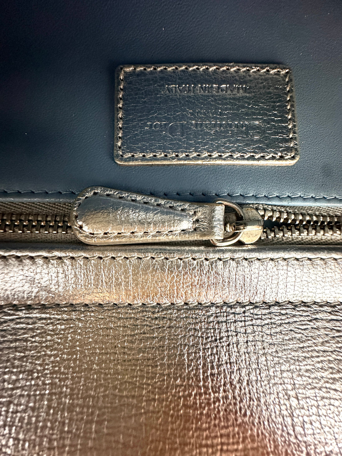 Christian Dior Lady Dior Metallic Silver Leather Handle Bag DR889