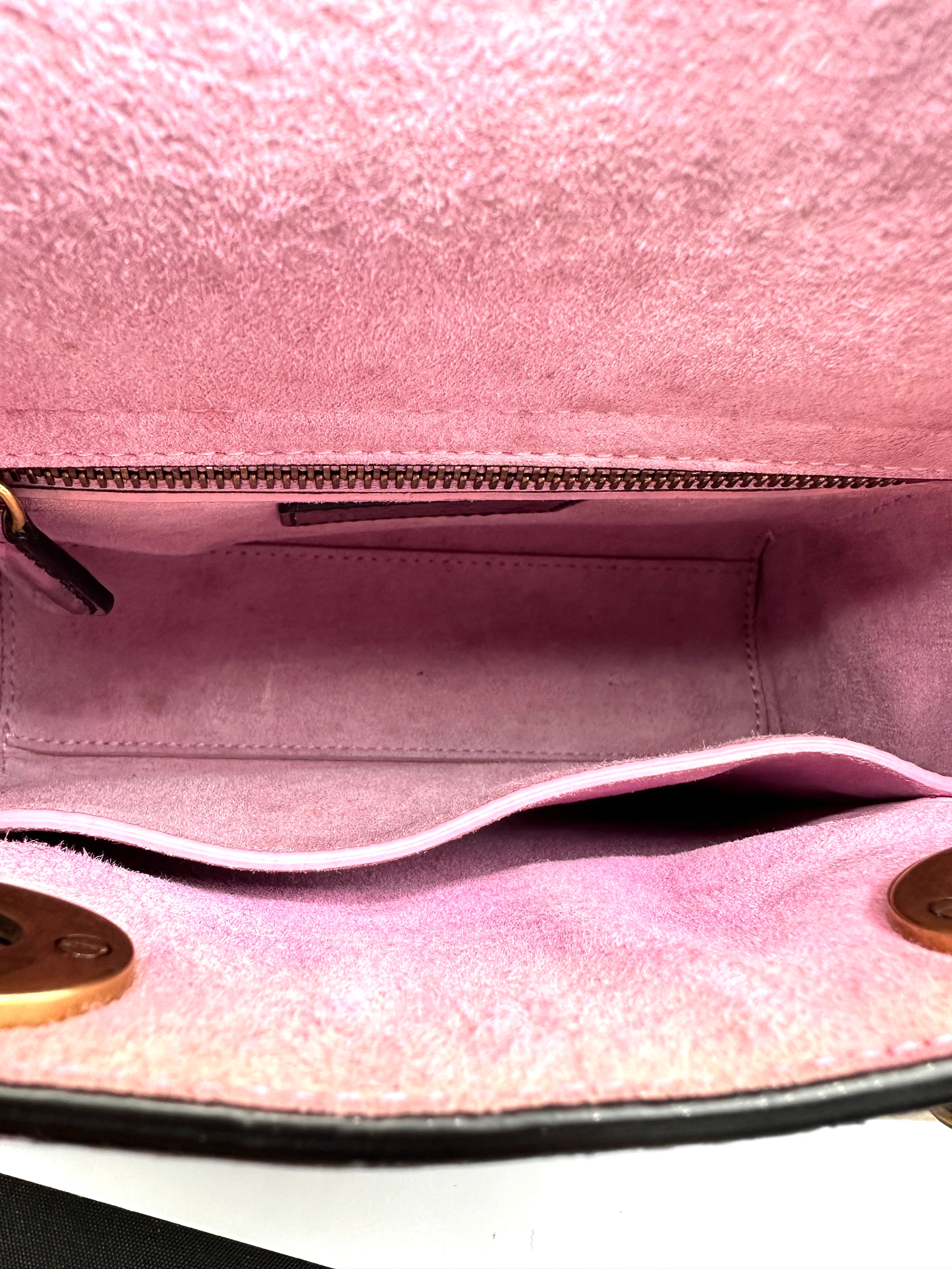 Christian Dior Lady Dior Metallic Pink Patent Leather Handle Bag DR891