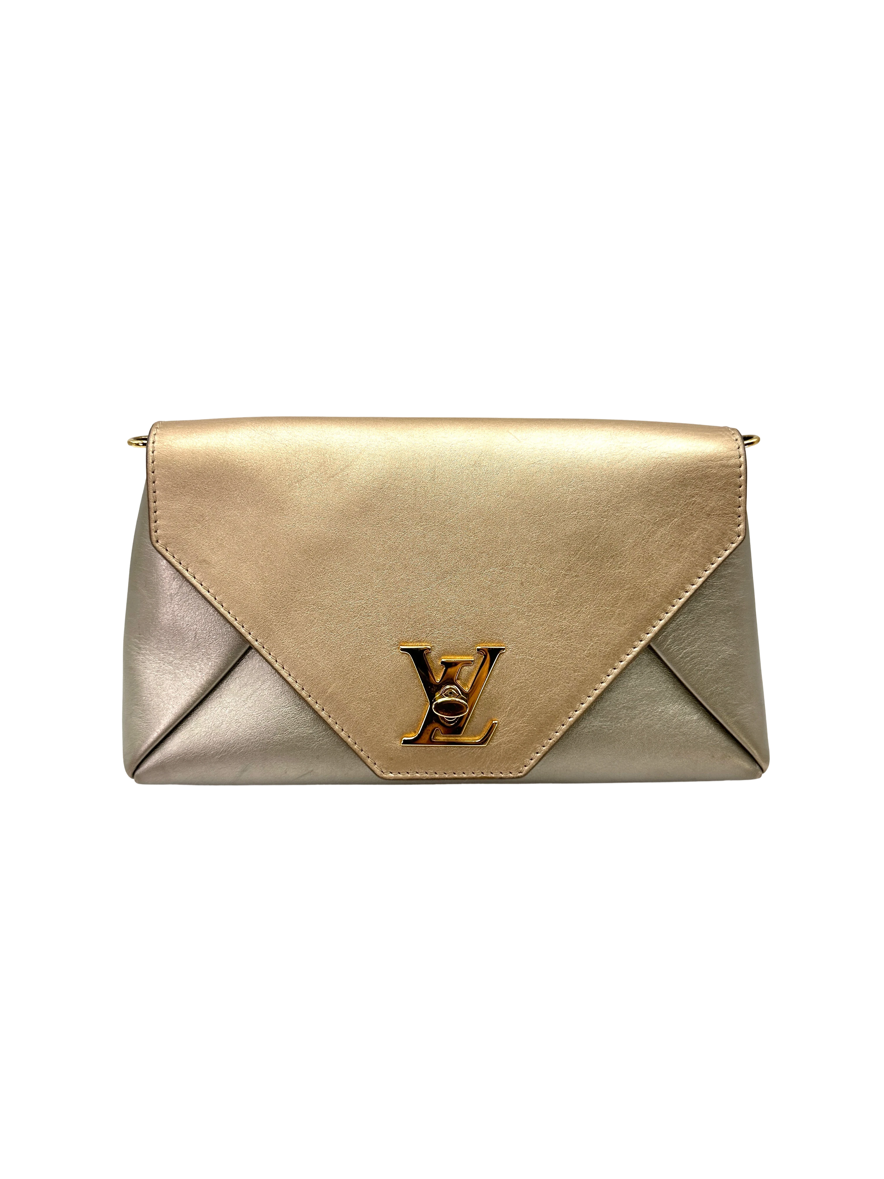 Louis Vuitton Love Note Metallcia Gold Leather Clutch LV3257