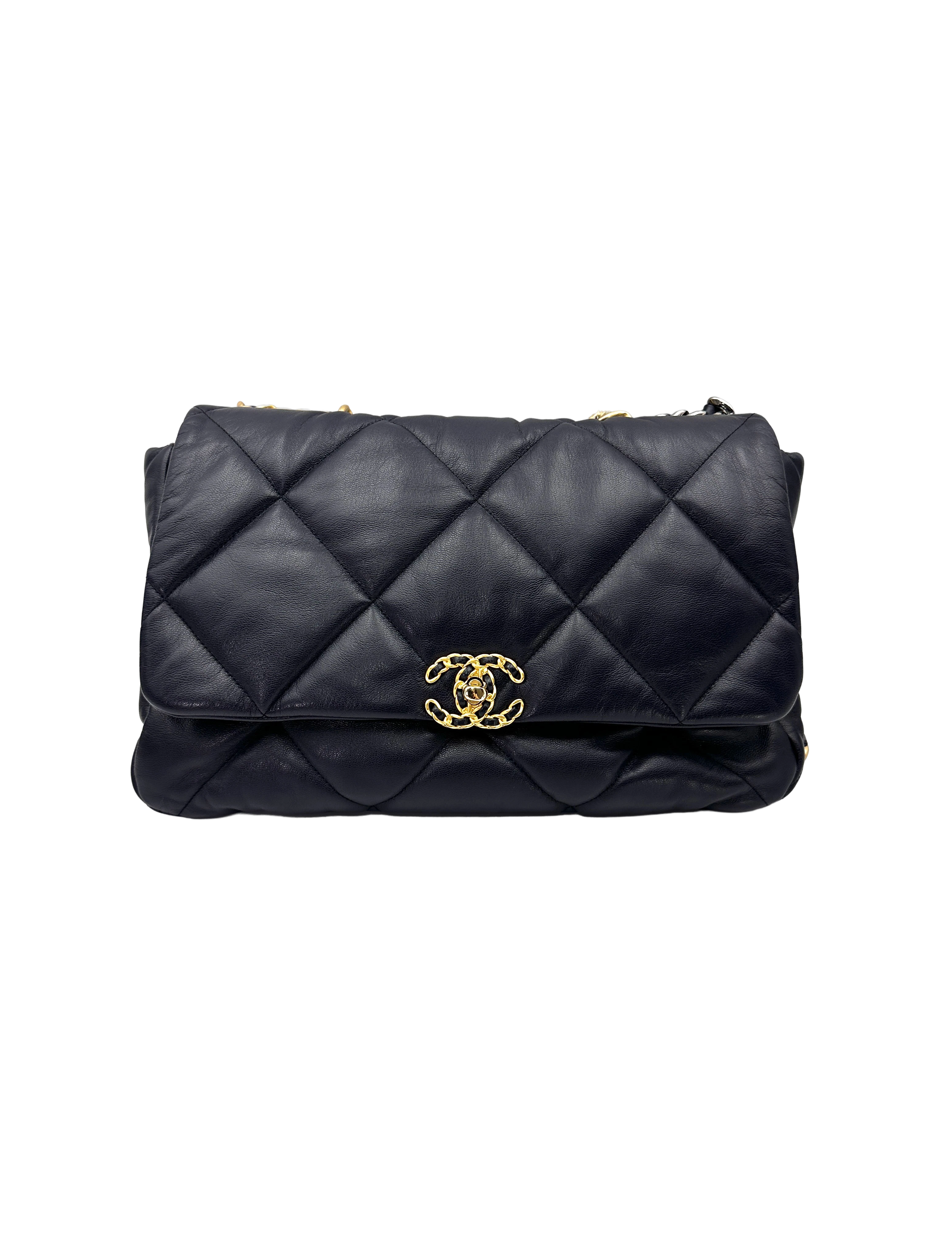 Chanel 19Bag Navy Quilted Leather Medium Size Flap Bag(30***40) CC2484