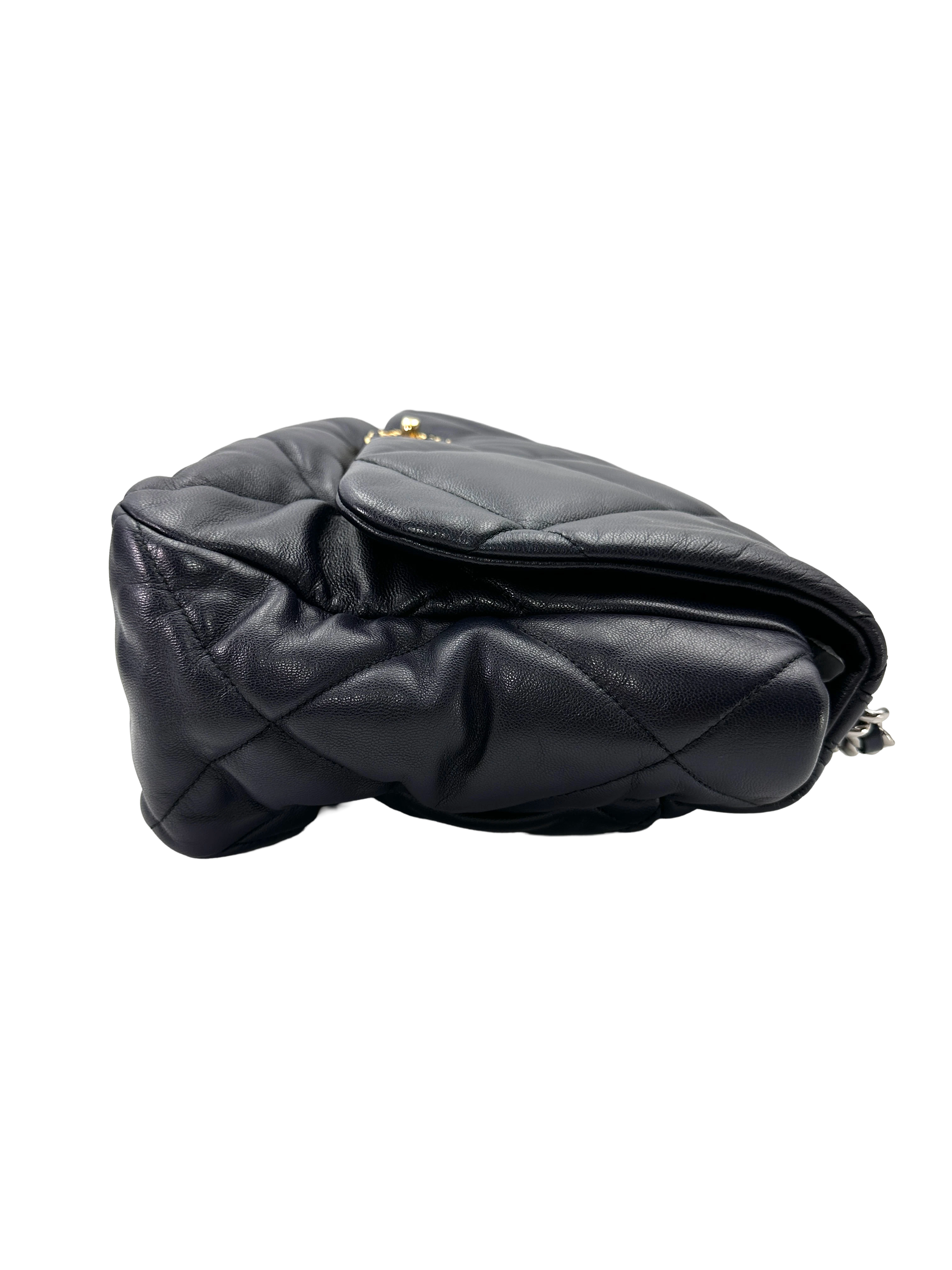 Chanel 19Bag Navy Quilted Leather Medium Size Flap Bag(30***40) CC2484