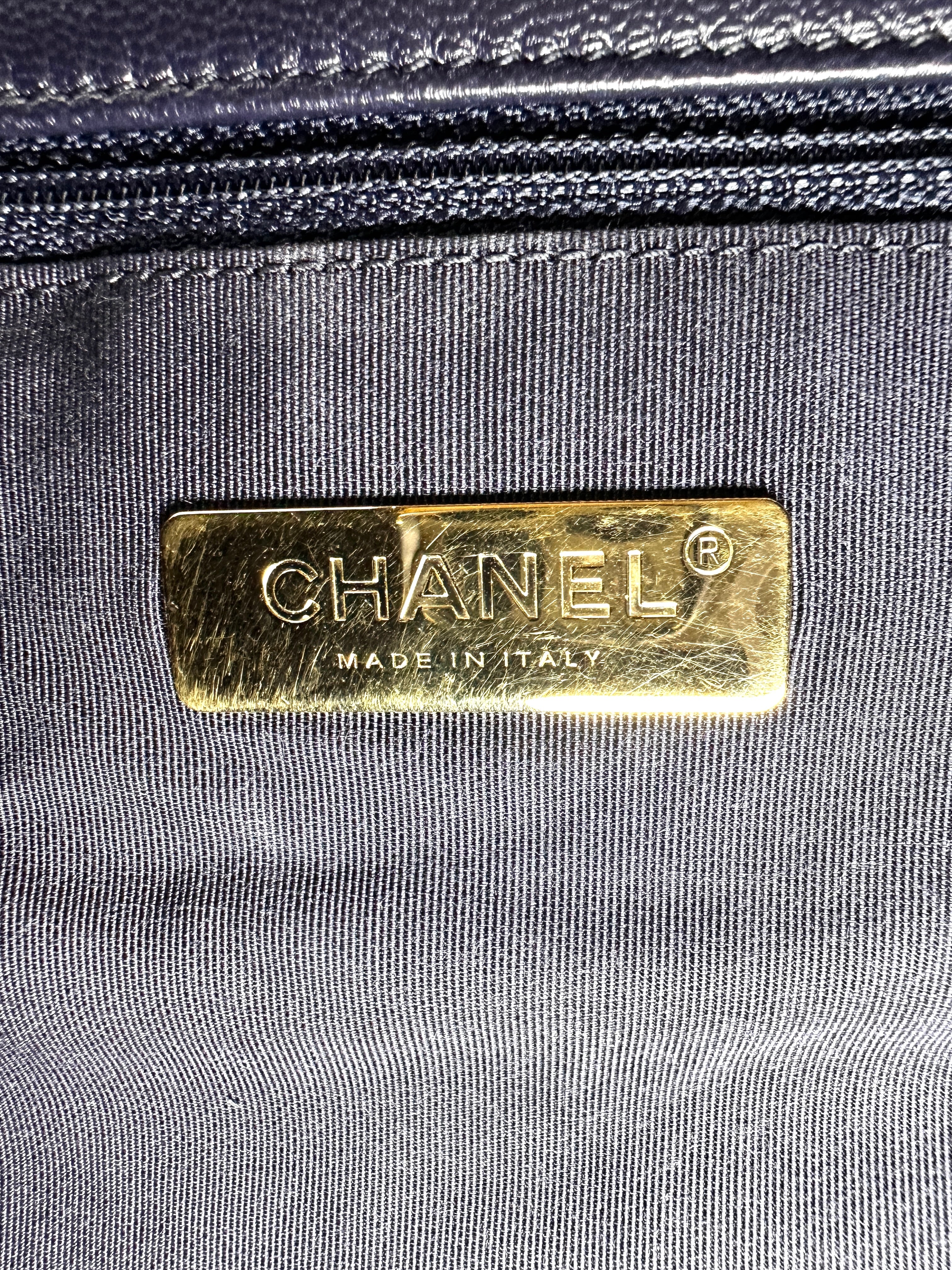 Chanel 19Bag Navy Quilted Leather Medium Size Flap Bag(30***40) CC2484