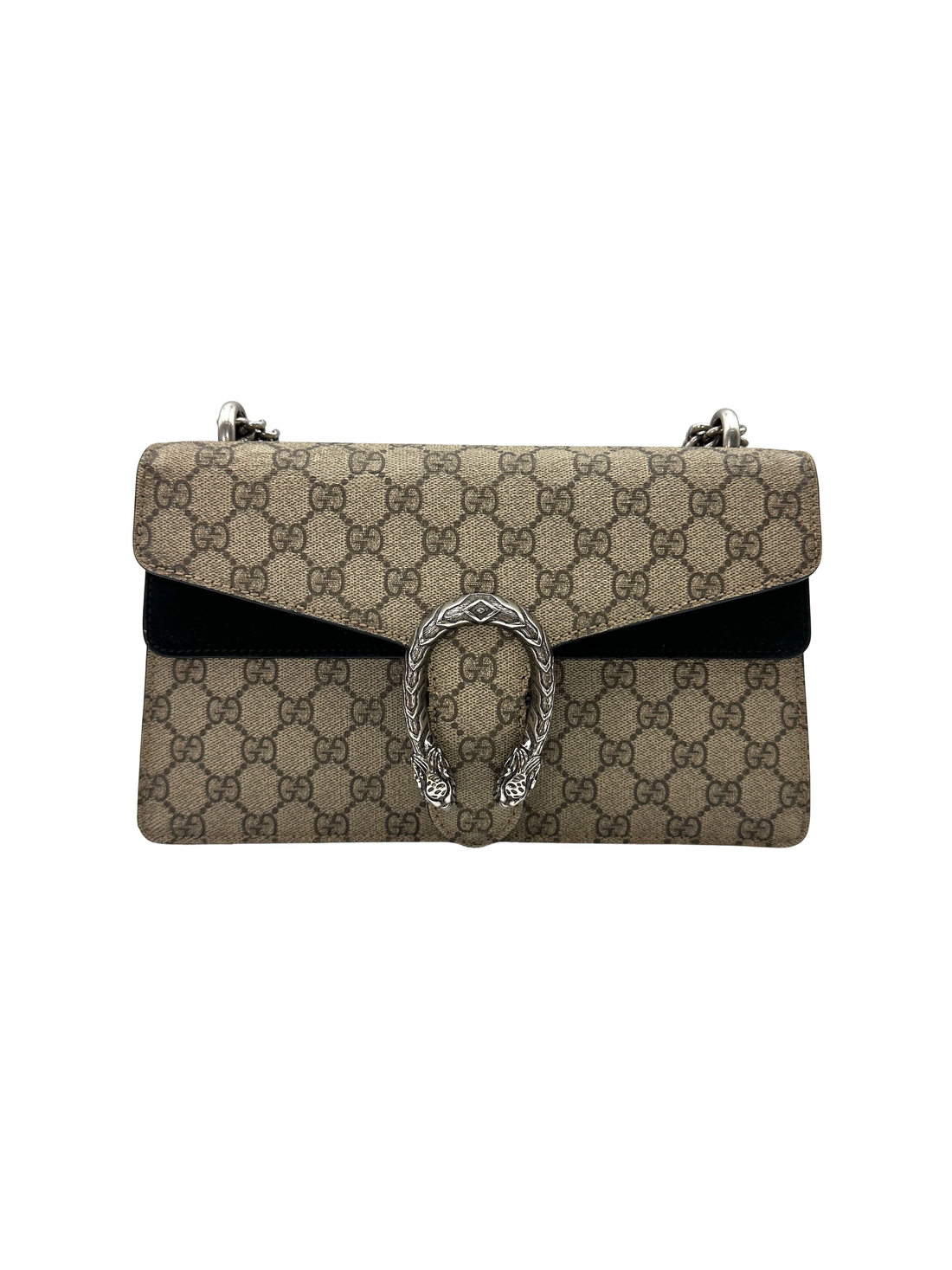 Gucci Dionysus GG Supreme Canvas Medium Size Shoulder Bag With Black Tirm GG1380
