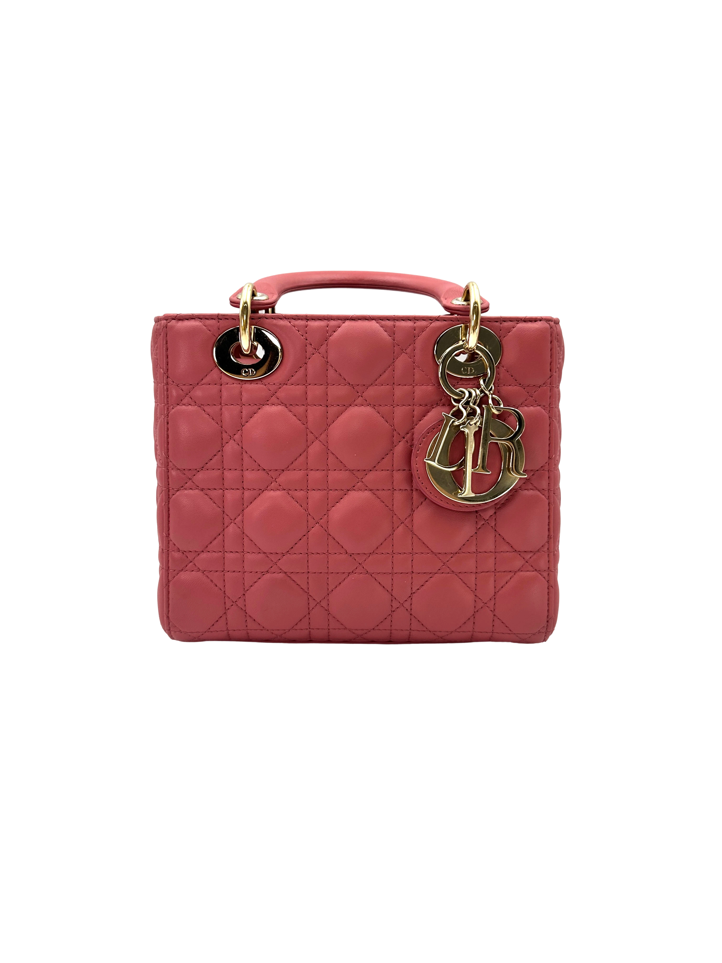 Christian Dior Lady Dior Pink Cannage Leather Handle Bag DR890