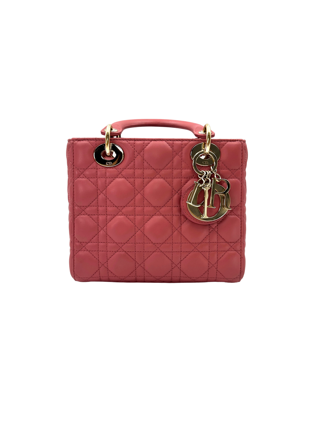 Christian Dior Lady Dior Pink Cannage Leather Handle Bag DR890