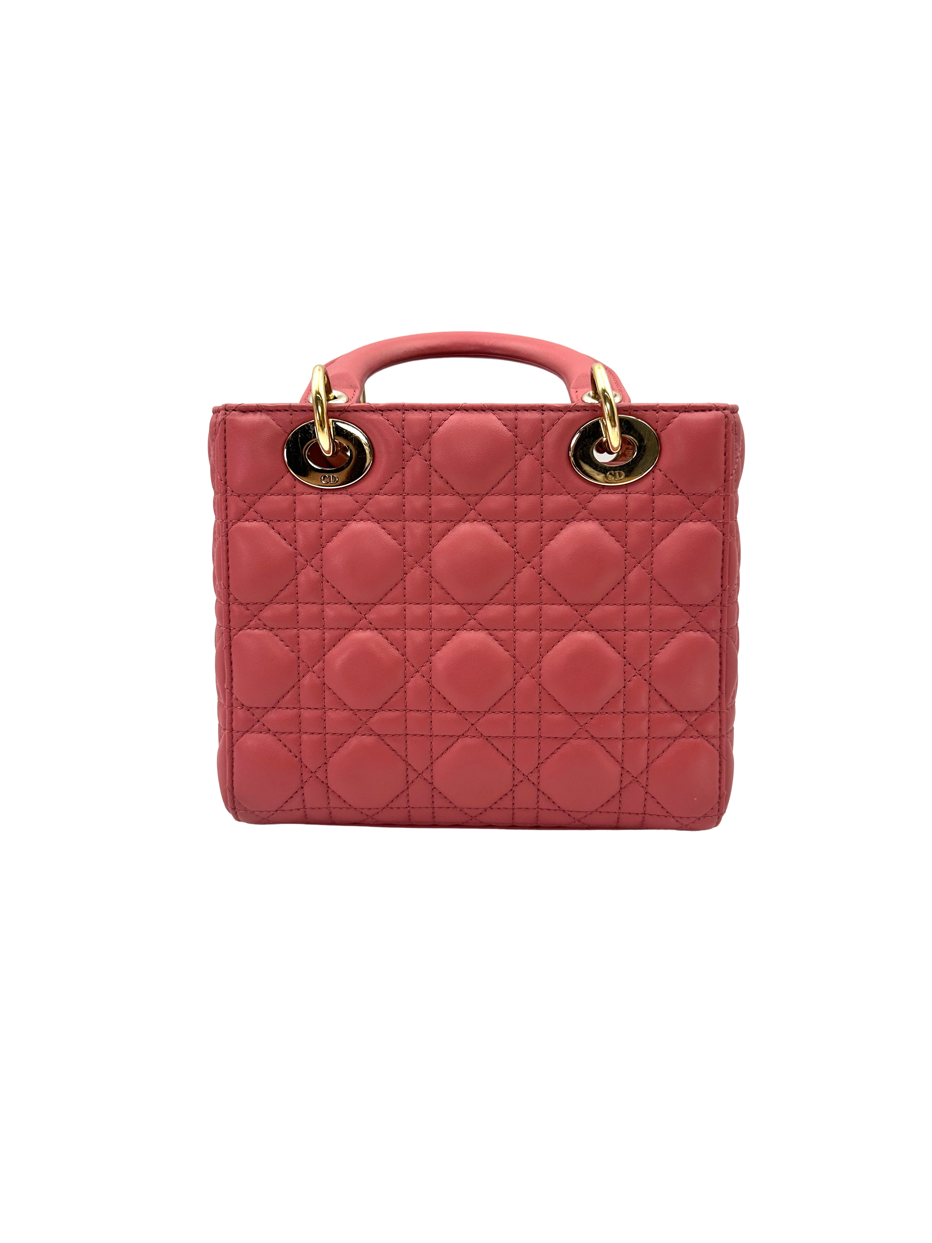Christian Dior Lady Dior Pink Cannage Leather Handle Bag DR890