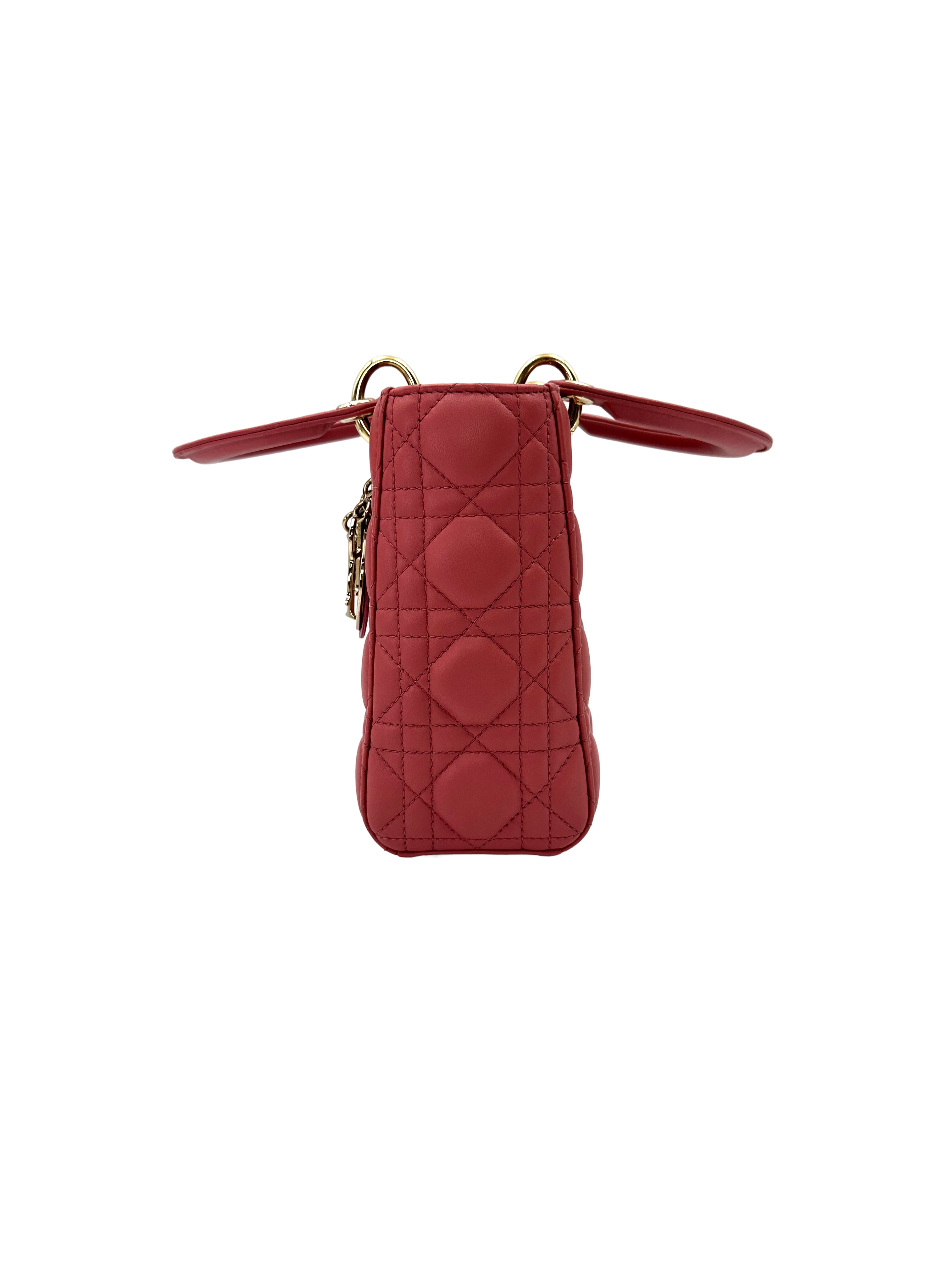 Christian Dior Lady Dior Pink Cannage Leather Handle Bag DR890