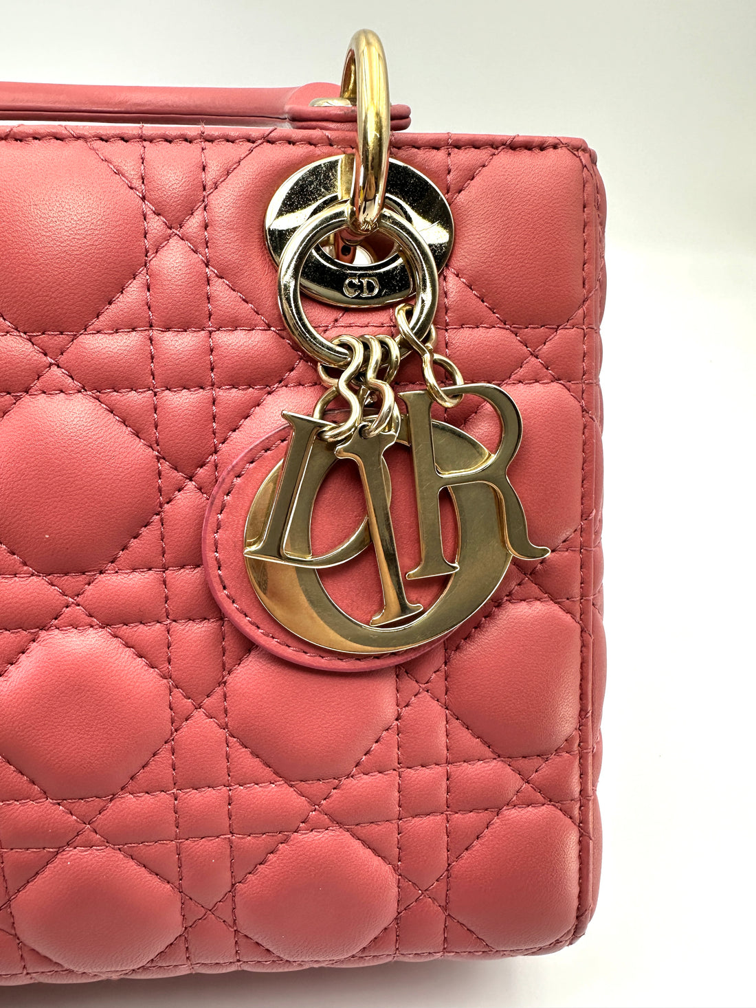 Christian Dior Lady Dior Pink Cannage Leather Handle Bag DR890