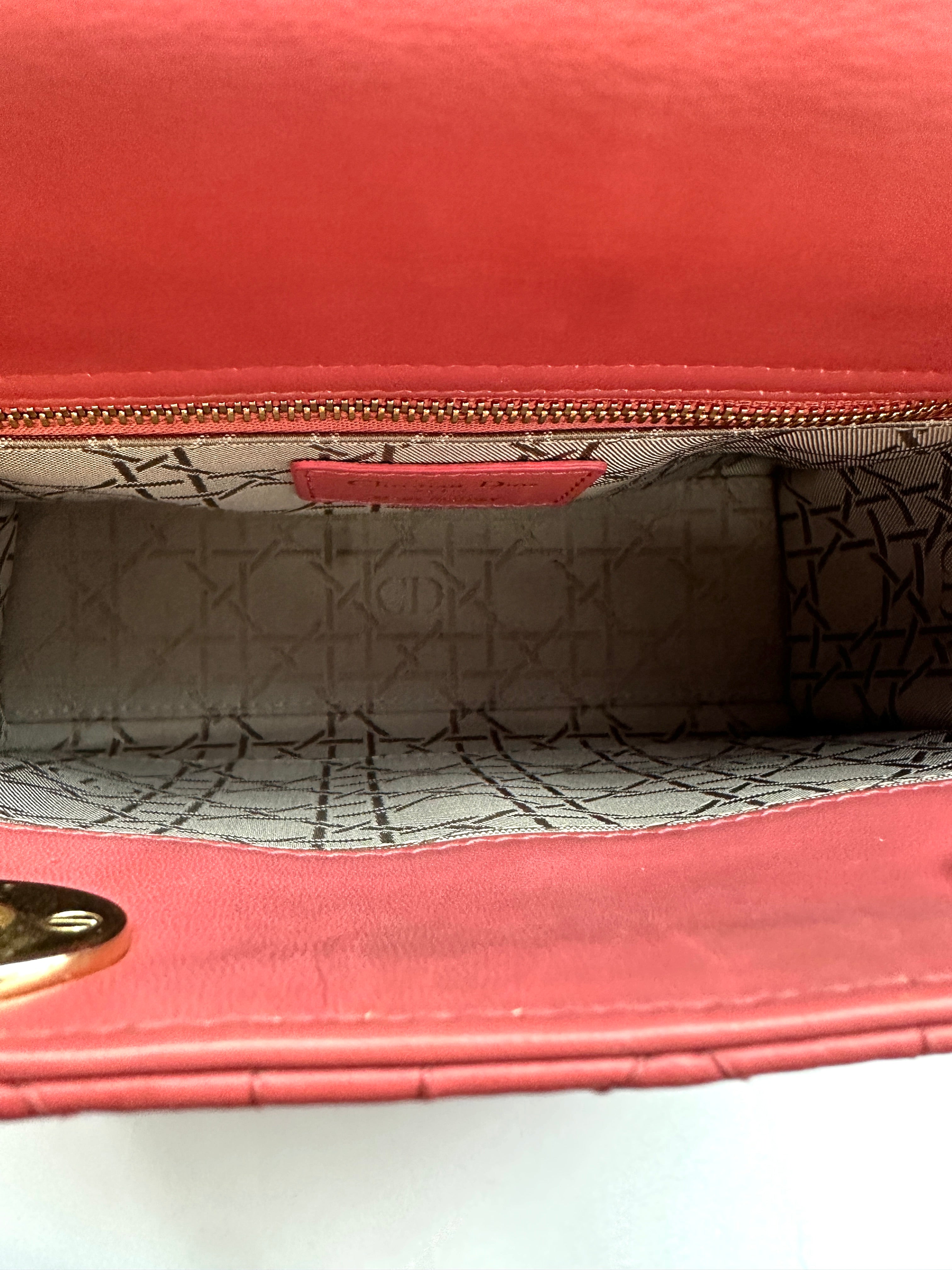 Christian Dior Lady Dior Pink Cannage Leather Handle Bag DR890