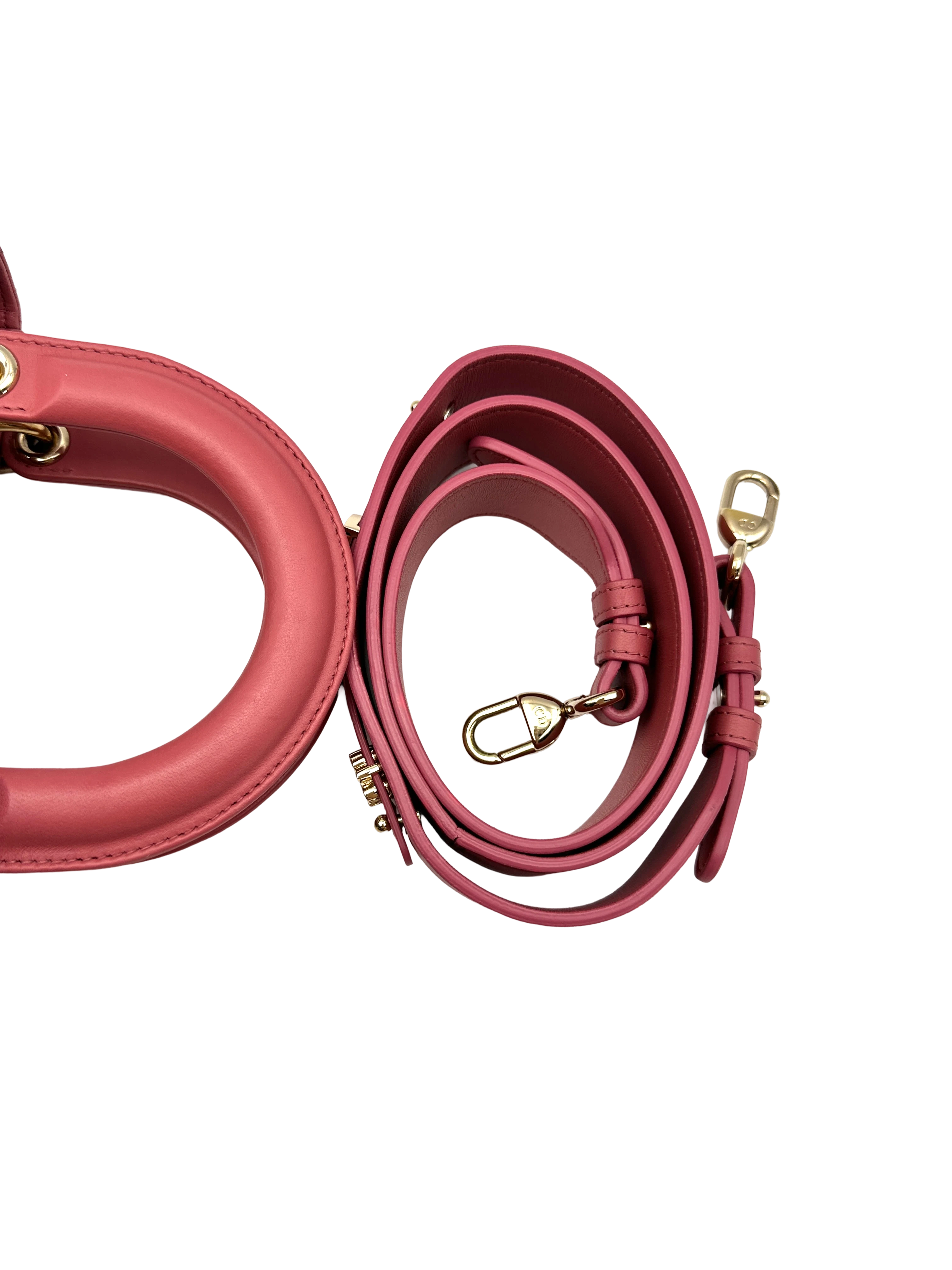 Christian Dior Lady Dior Pink Cannage Leather Handle Bag DR890
