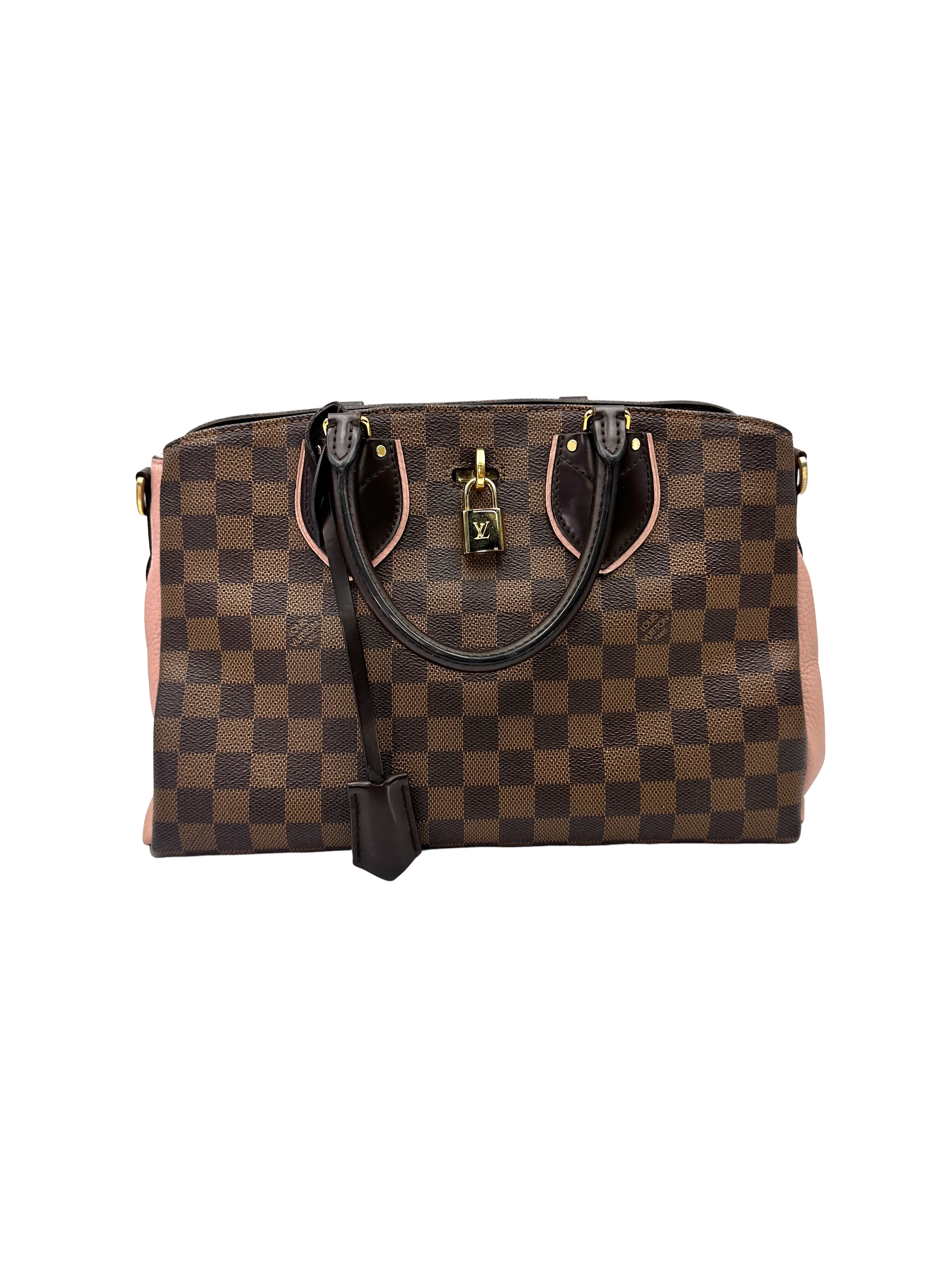 Louis Vuitton Normandy Damier Ebene & Pink Leather Handle Bag LV3256