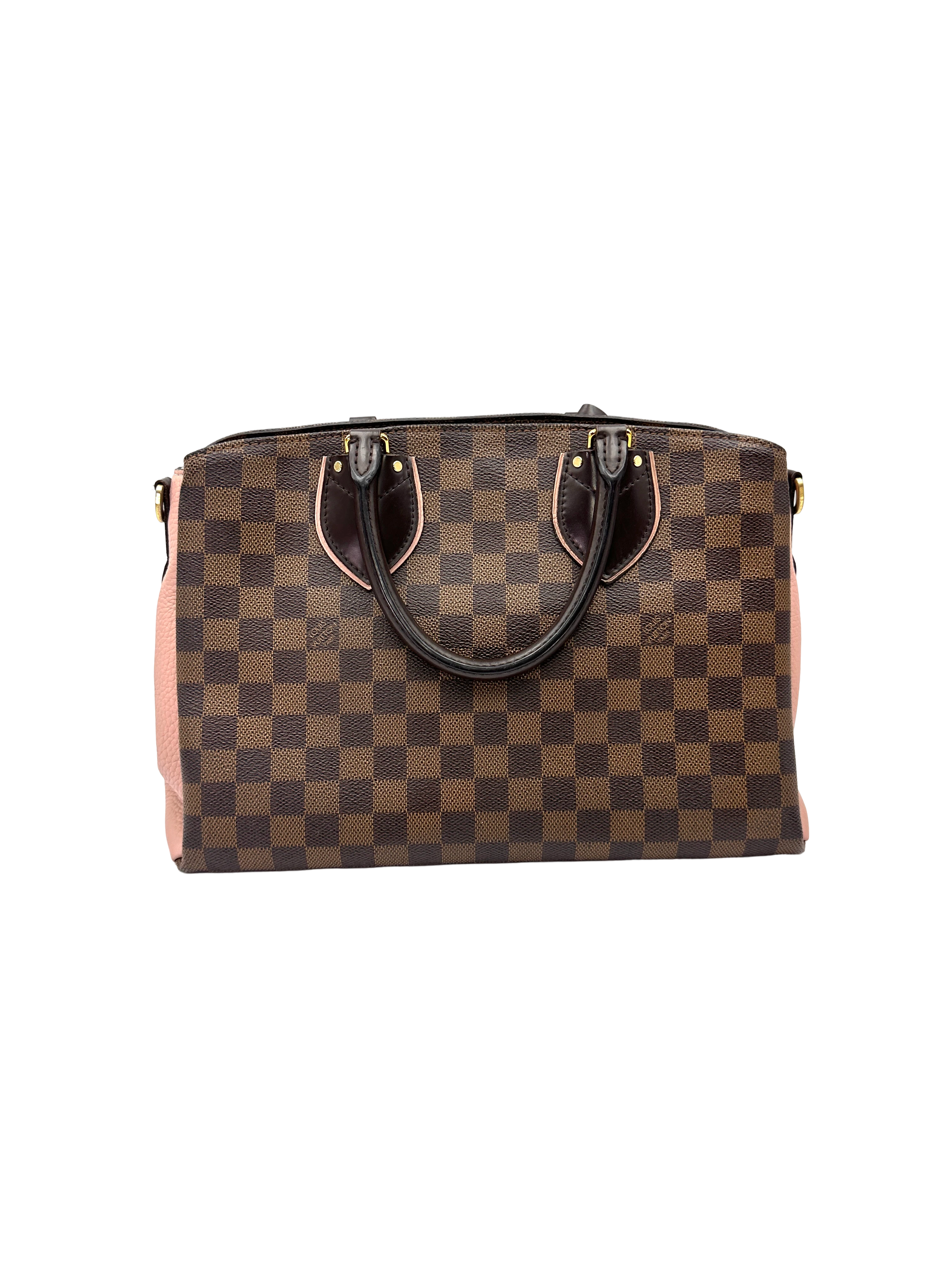 Louis Vuitton Normandy Damier Ebene & Pink Leather Handle Bag LV3256