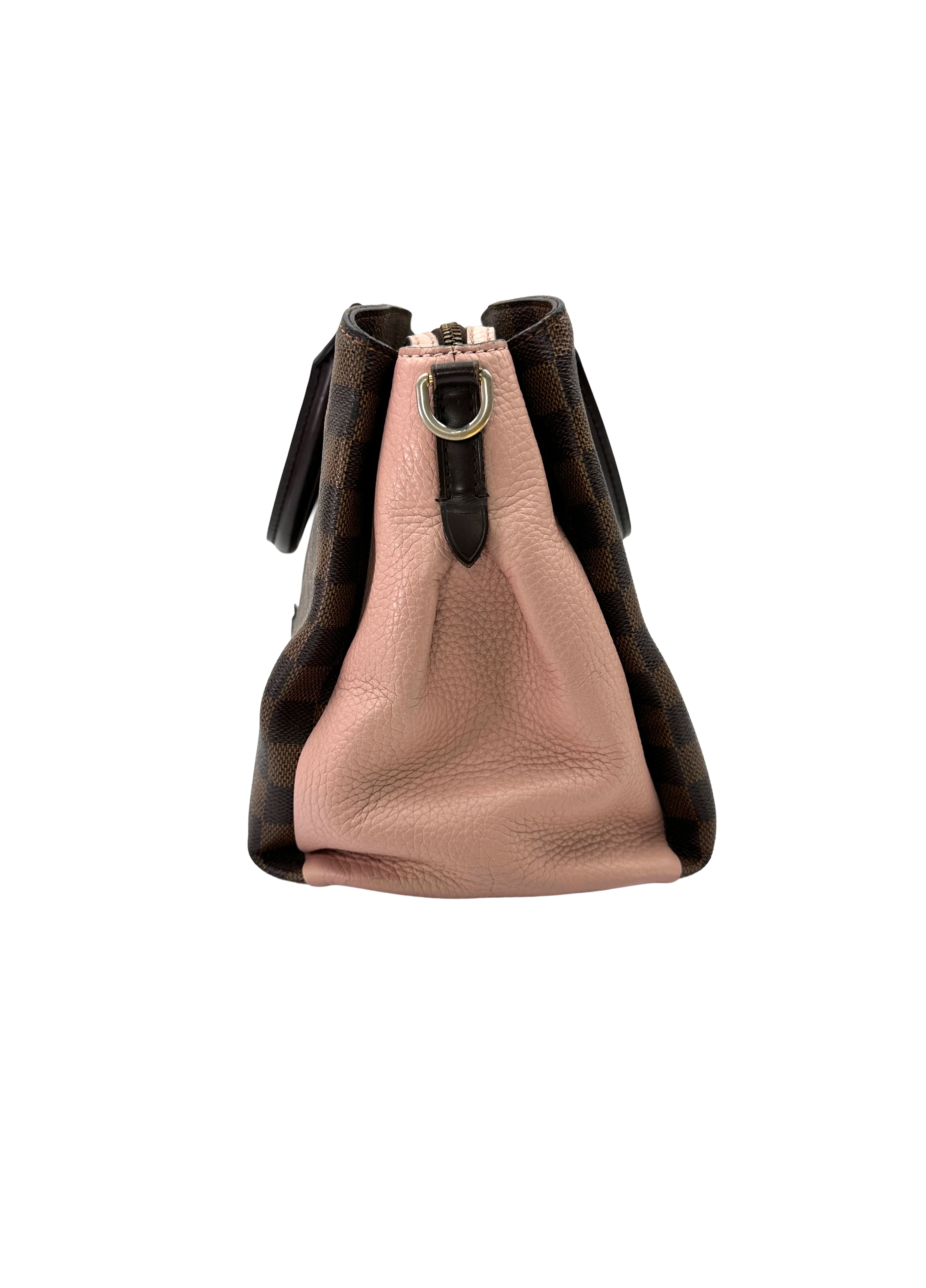 Louis Vuitton Normandy Damier Ebene & Pink Leather Handle Bag LV3256