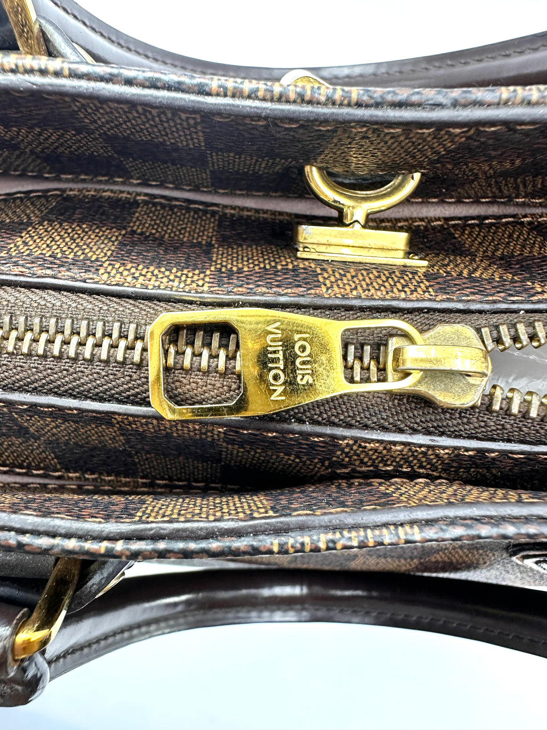 Louis Vuitton Normandy Damier Ebene & Pink Leather Handle Bag LV3256