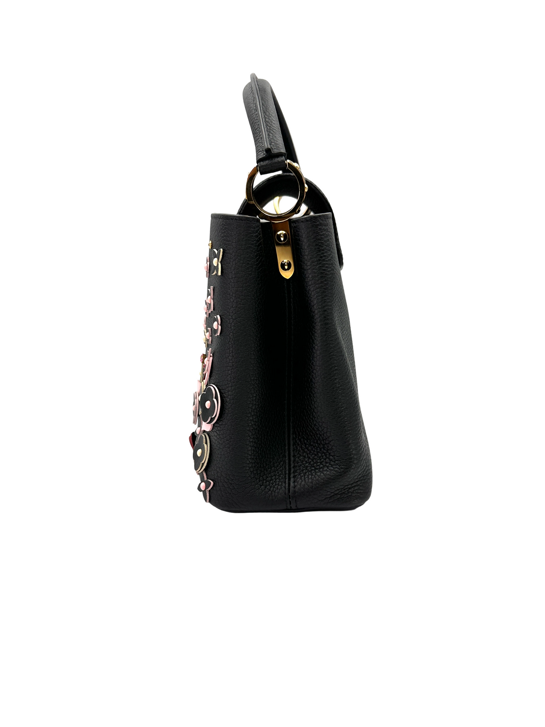 Louis Vuitton Capucines MM Black Taurillon Leather Mechanical Flowers Handle Bag LV3251