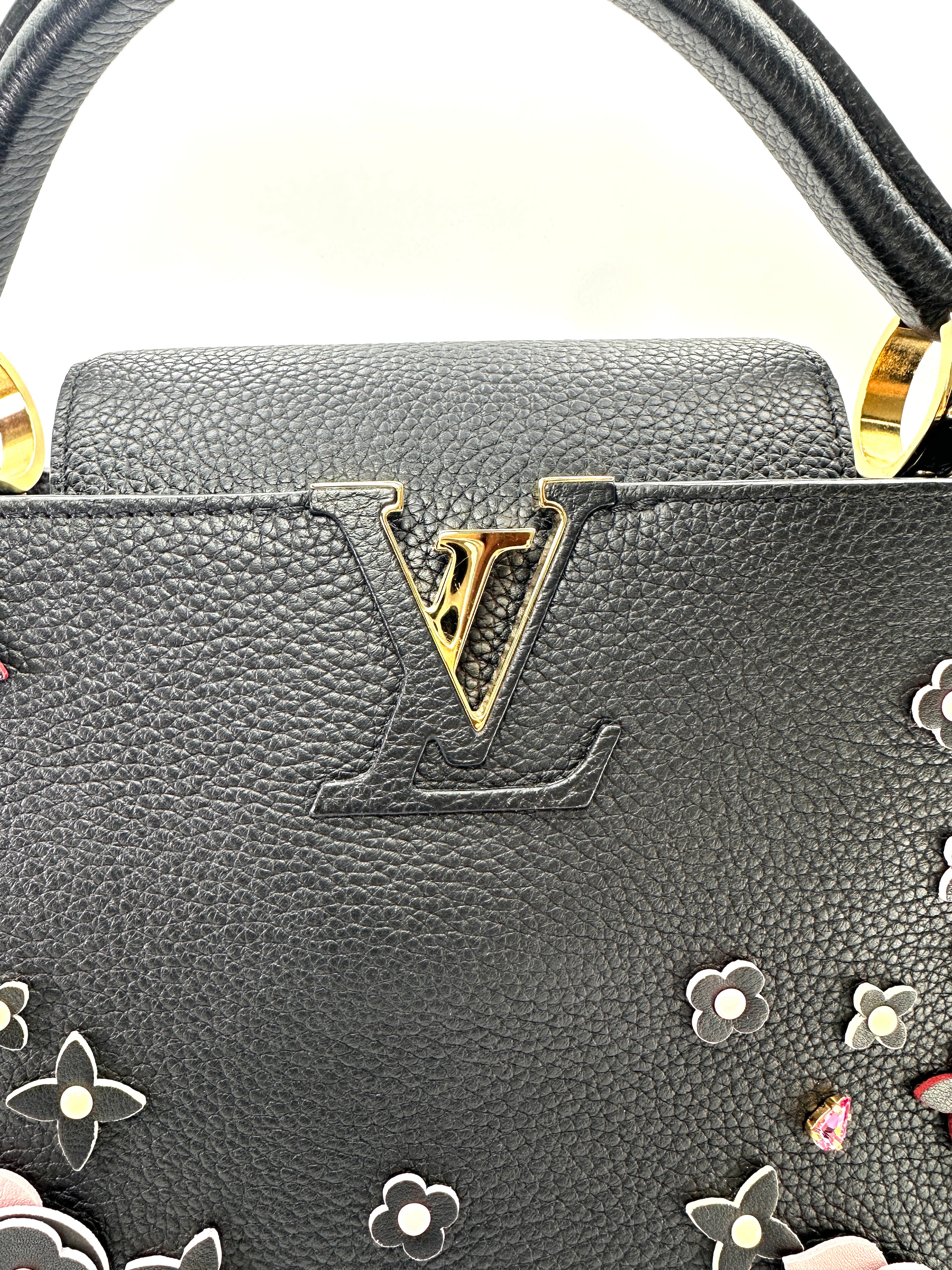Louis Vuitton Capucines MM Black Taurillon Leather Mechanical Flowers Handle Bag LV3251