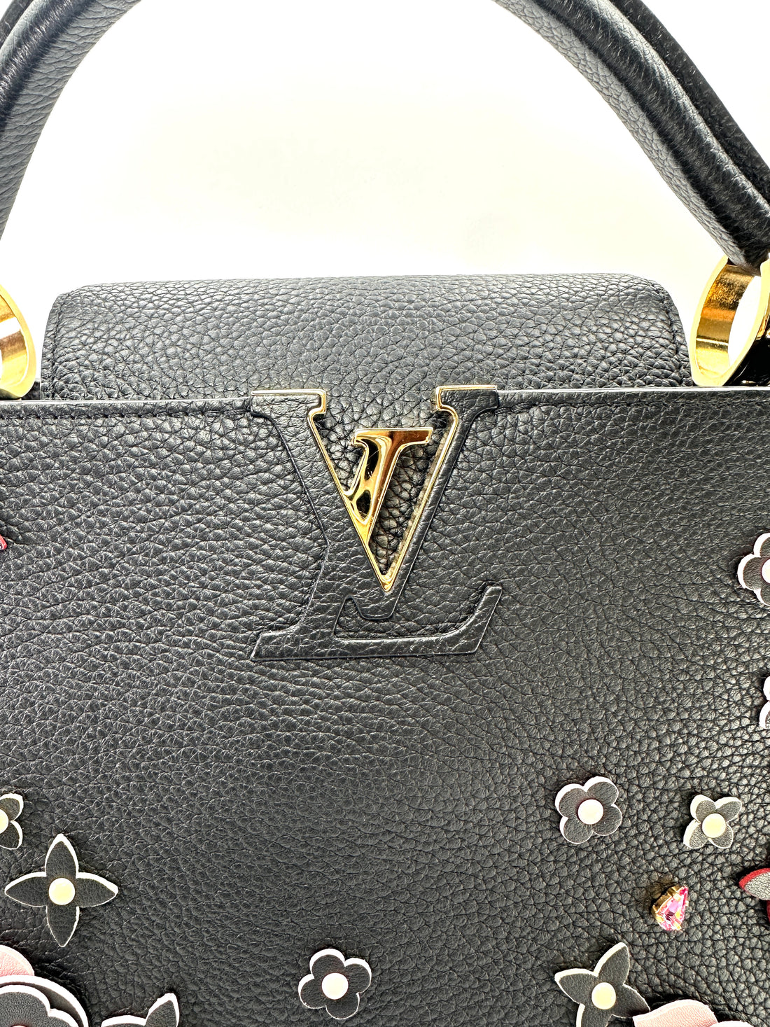 Louis Vuitton Capucines MM Black Taurillon Leather Mechanical Flowers Handle Bag LV3251
