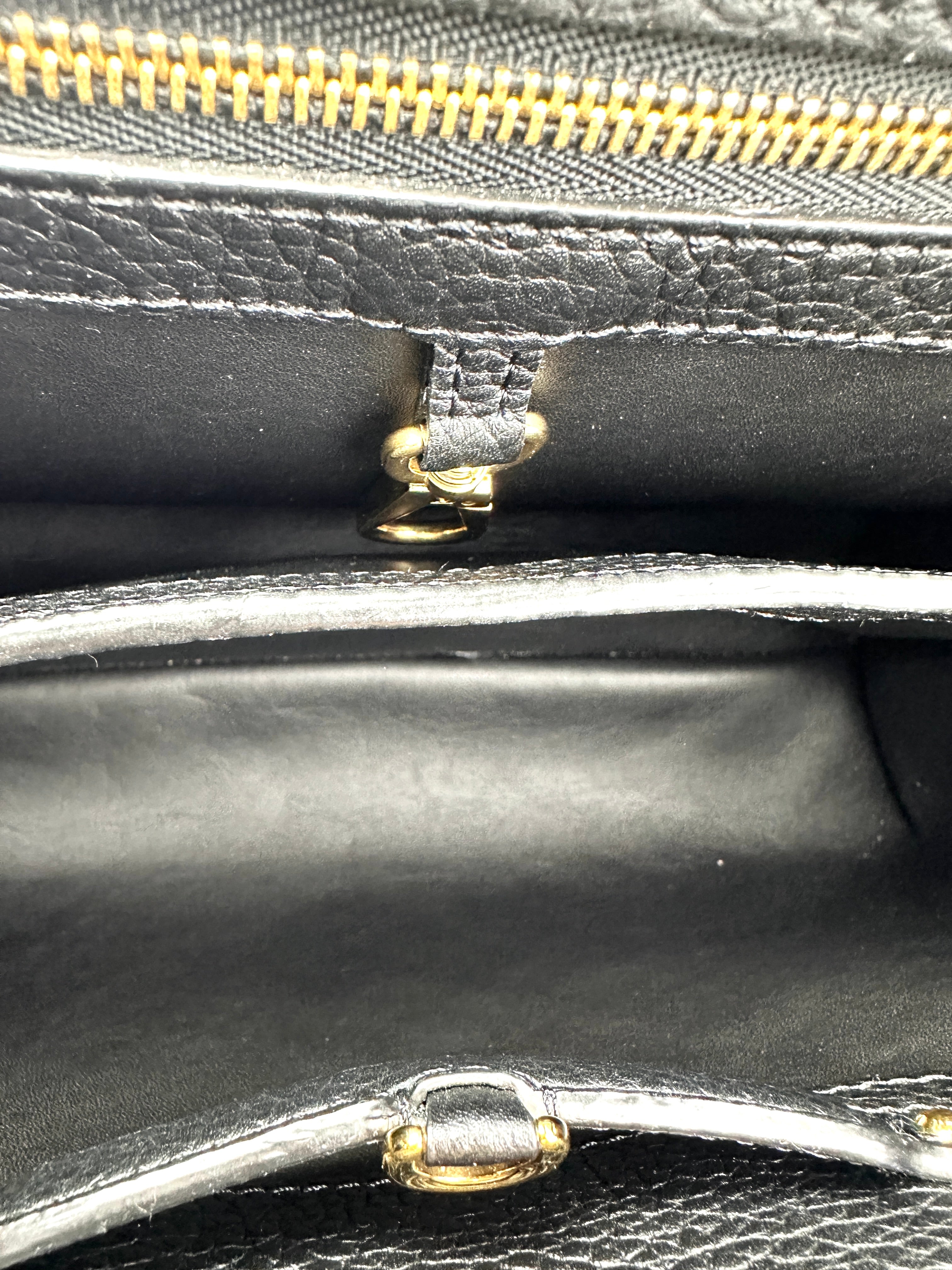 Louis Vuitton Capucines MM Black Taurillon Leather Mechanical Flowers Handle Bag LV3251