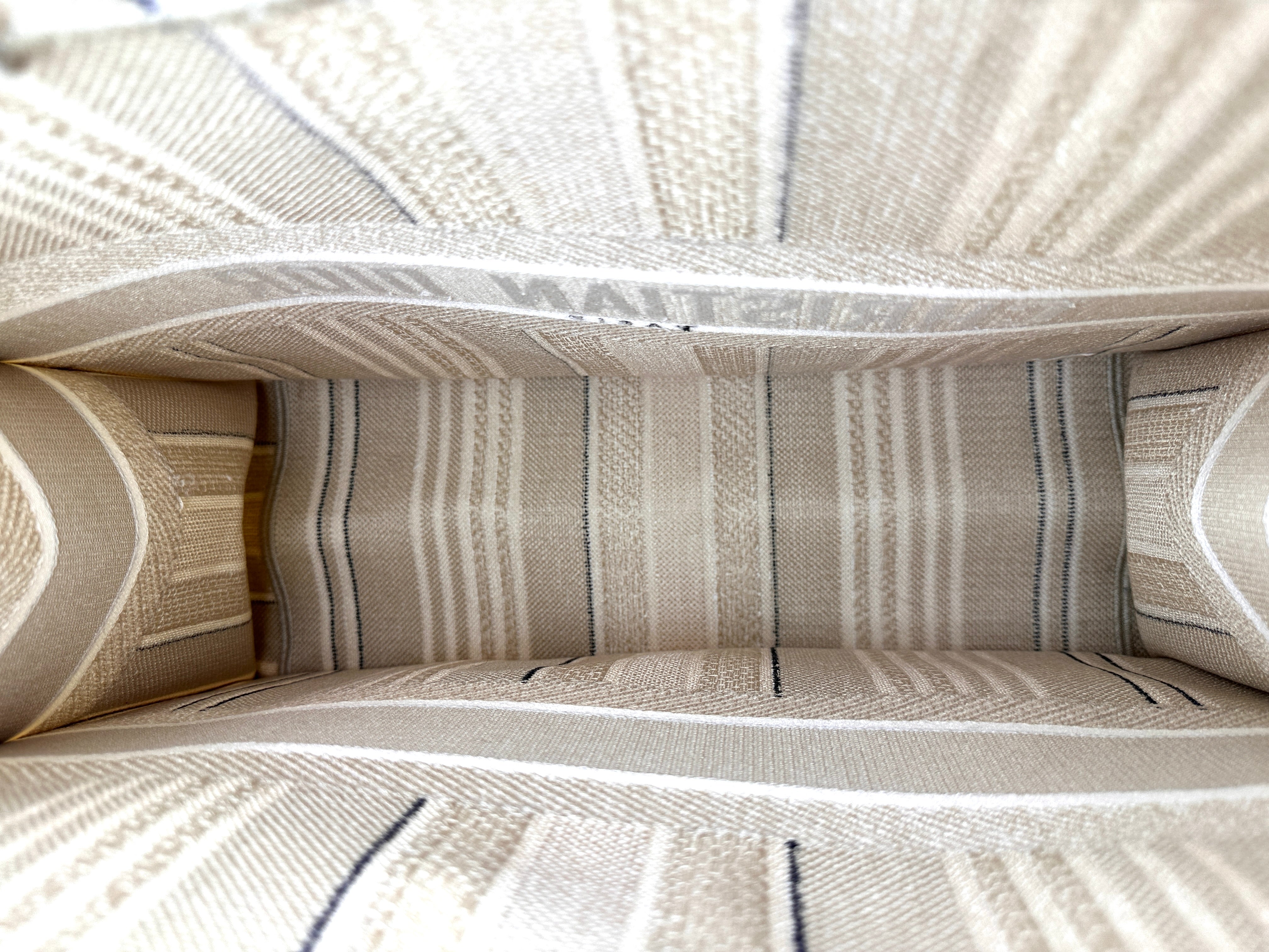 Christian Dior White Striped Canvas Large Size Book Tote Bag DR893