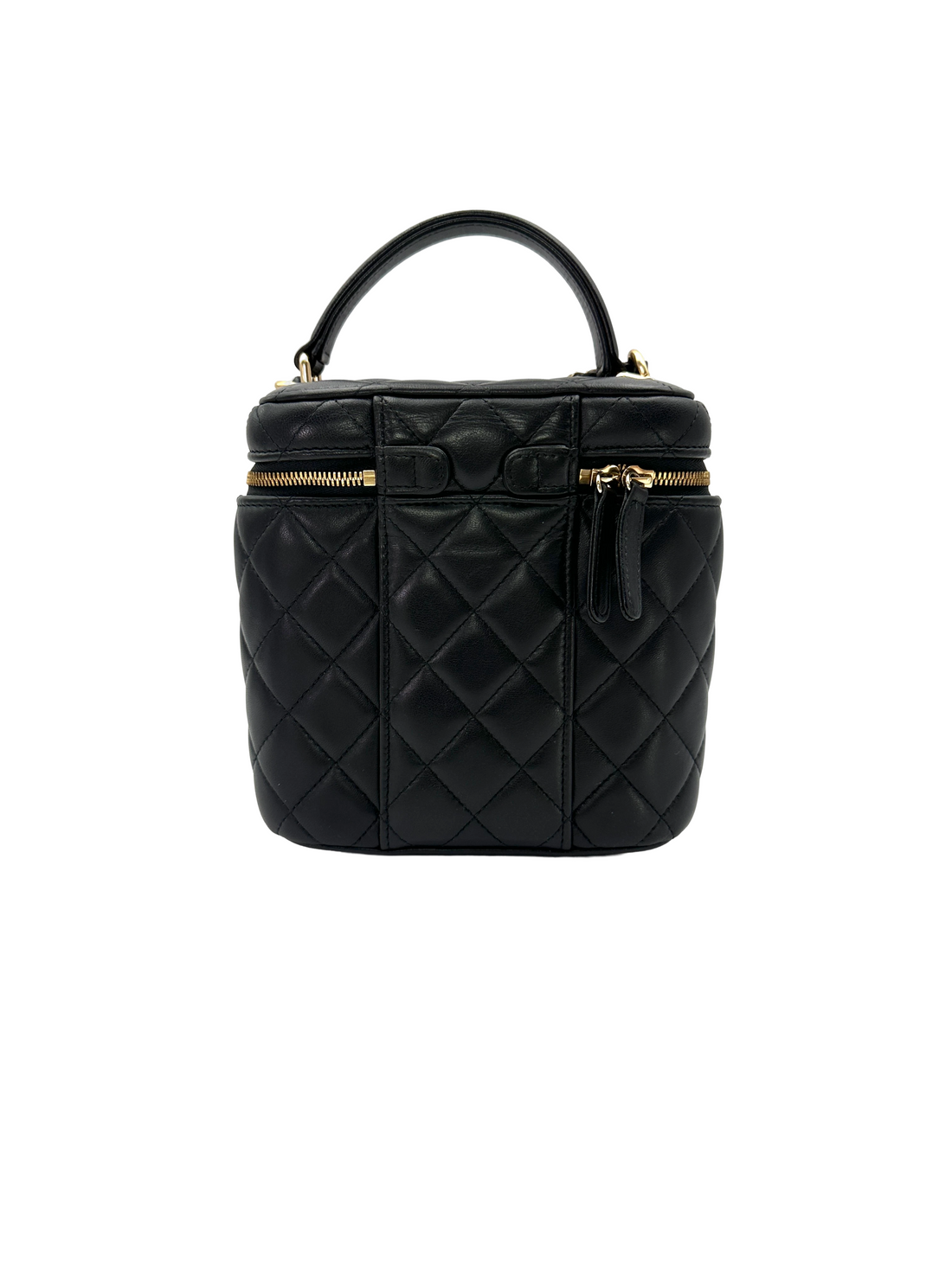Chanel Black Quilted Leather Top Handle Vanity Case(UT***5J) CC2487