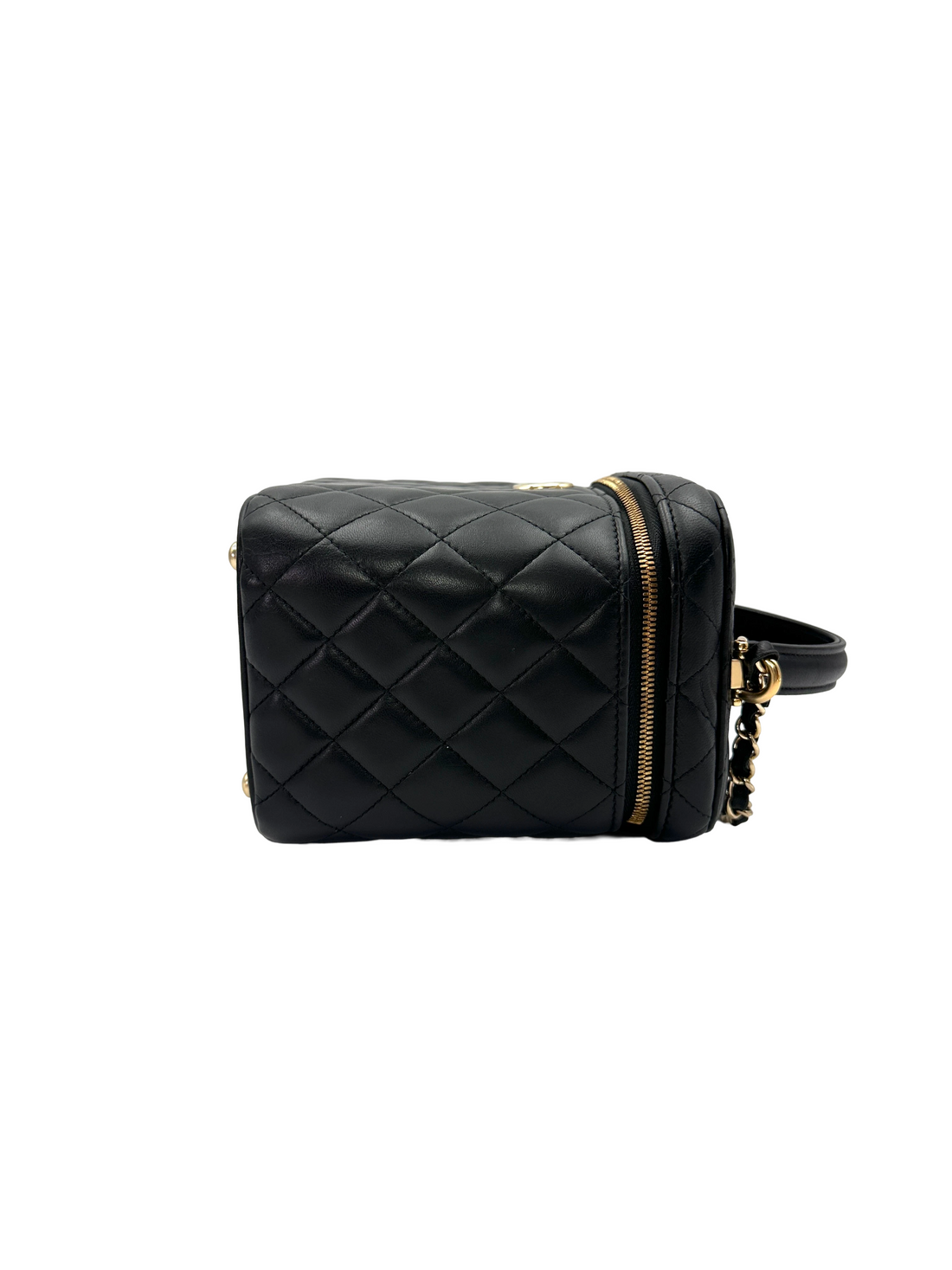 Chanel Black Quilted Leather Top Handle Vanity Case(UT***5J) CC2487