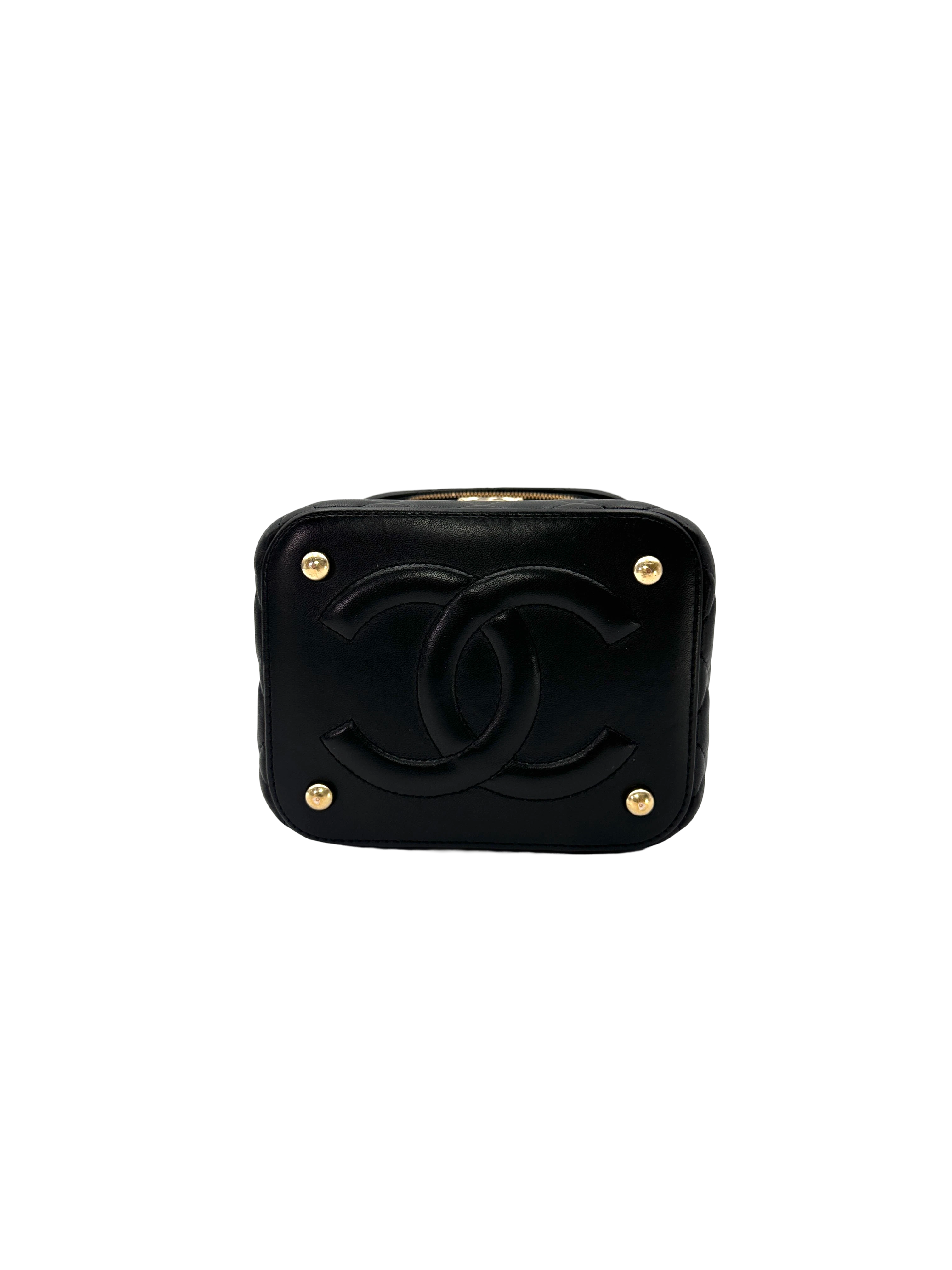 Chanel Black Quilted Leather Top Handle Vanity Case(UT***5J) CC2487