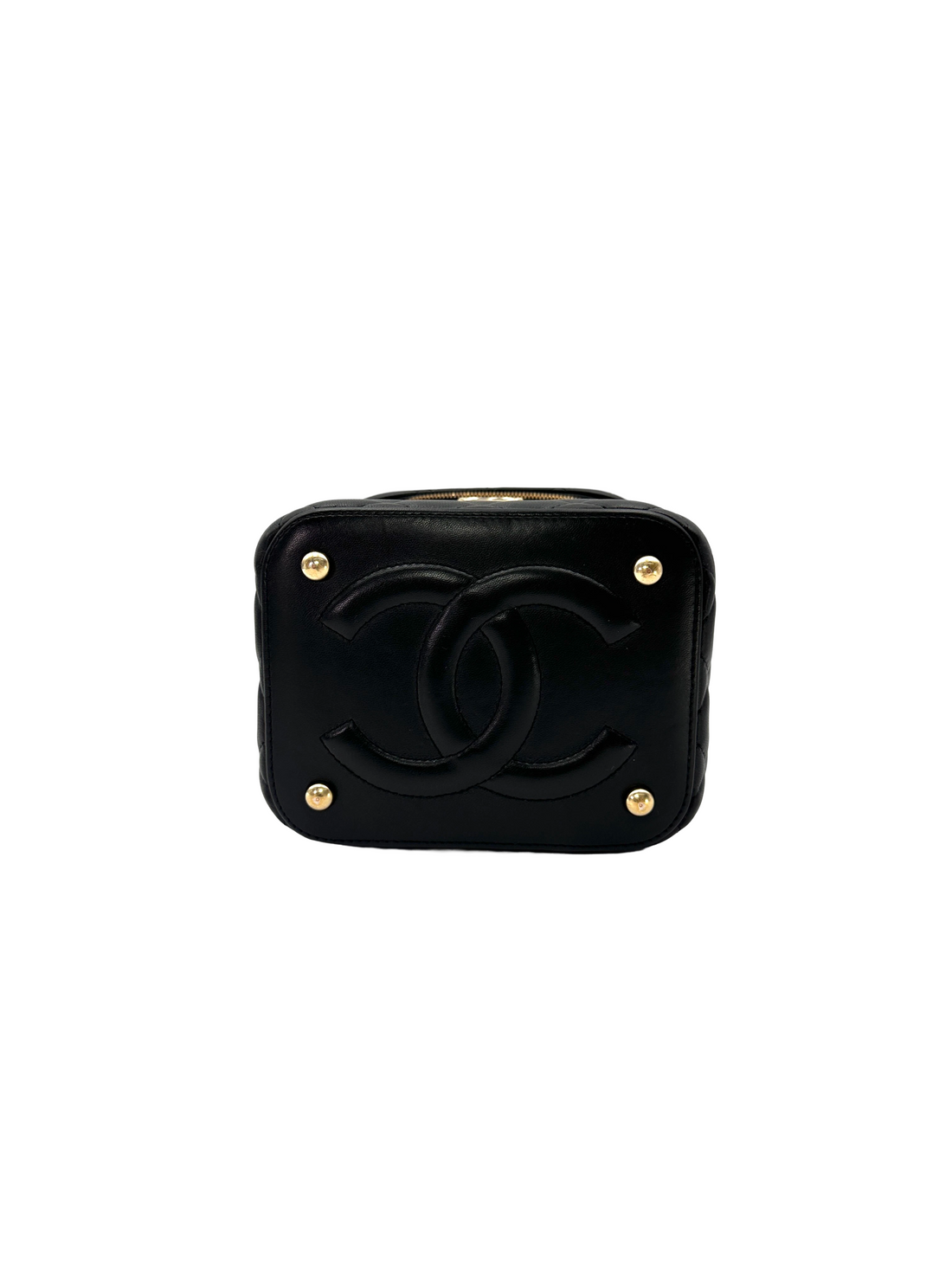 Chanel Black Quilted Leather Top Handle Vanity Case(UT***5J) CC2487