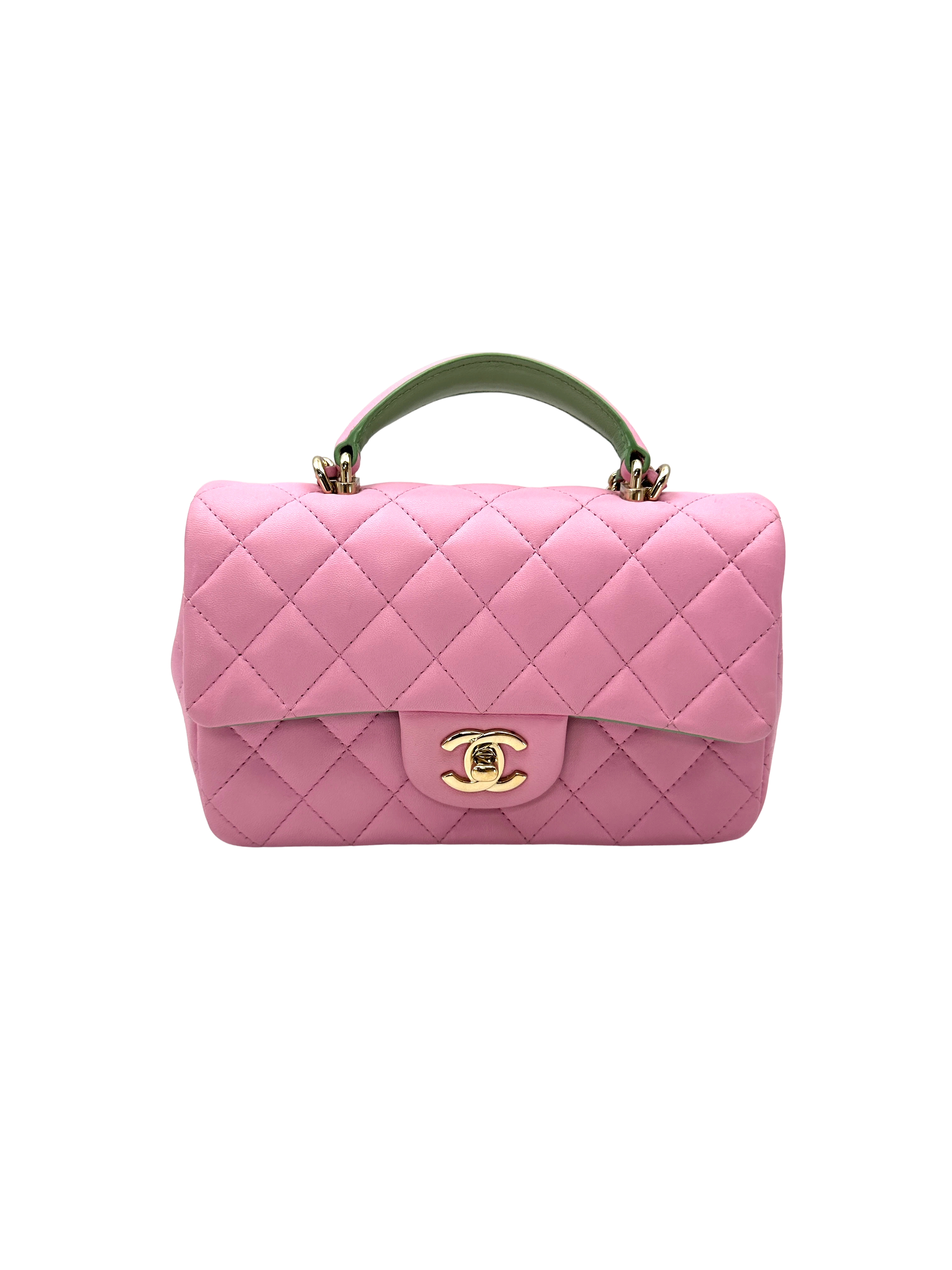 Chanel 23P Classic Flap Pink Quilted Leather Top Handle Shoulder Bag(GT***8C) CC2486