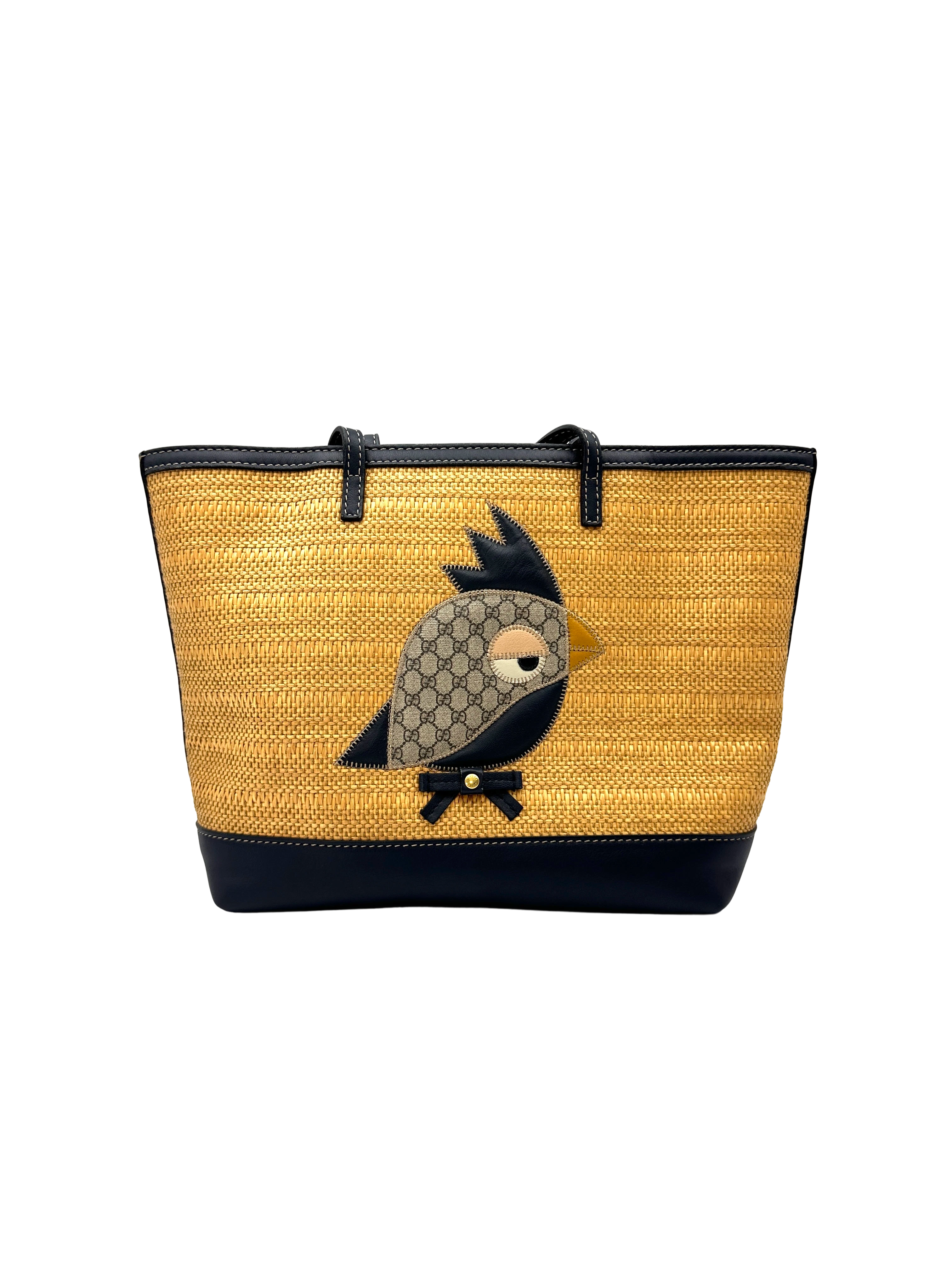 Gucci Zoo Bird Straw Tote Bag GG1382