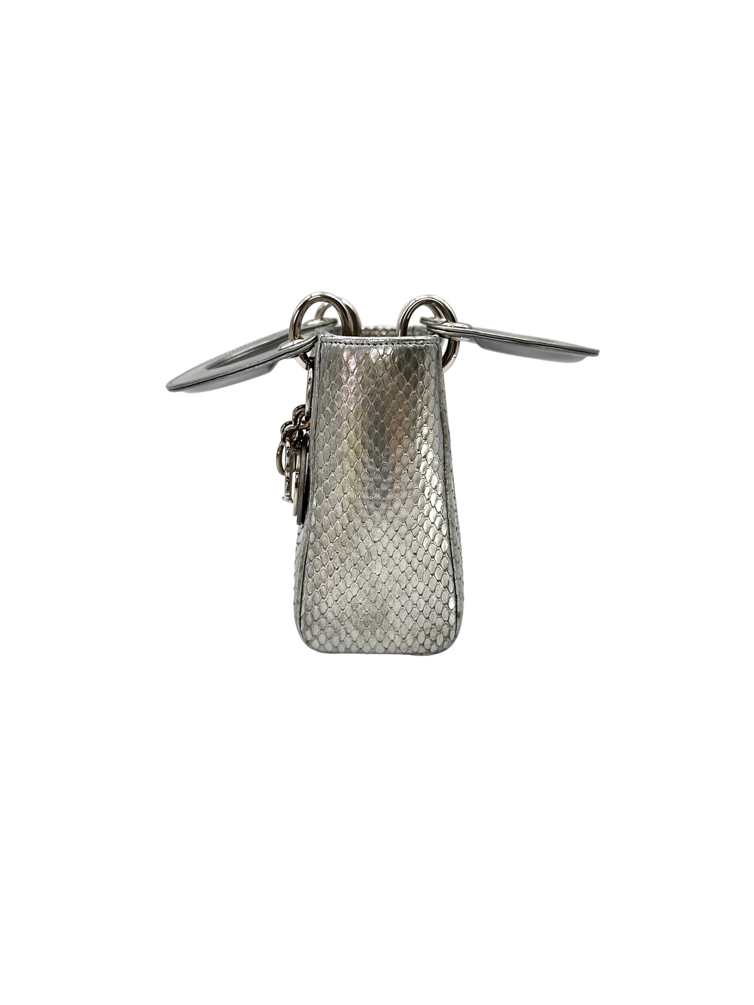 Christian Dior Lady Dior Silver Python Leather Handle Bag DR905