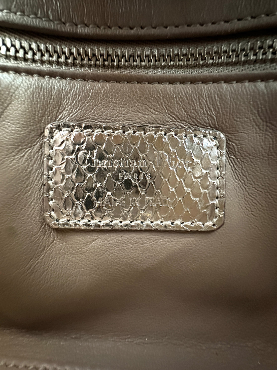 Christian Dior Lady Dior Silver Python Leather Handle Bag DR905