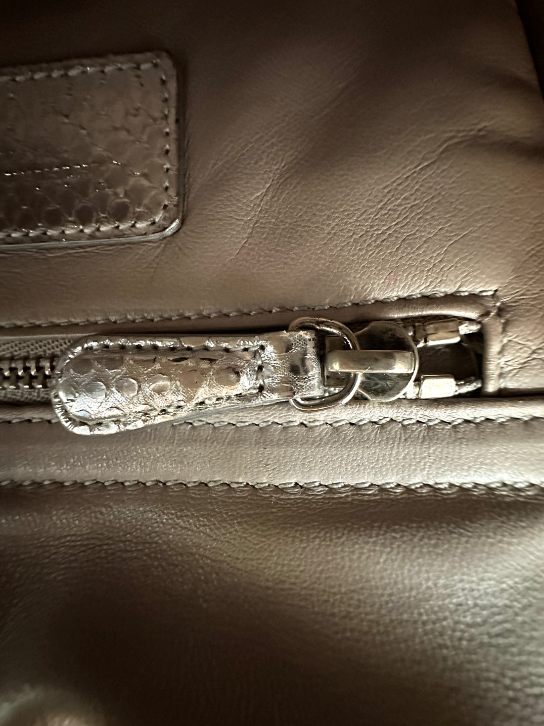 Christian Dior Lady Dior Silver Python Leather Handle Bag DR905