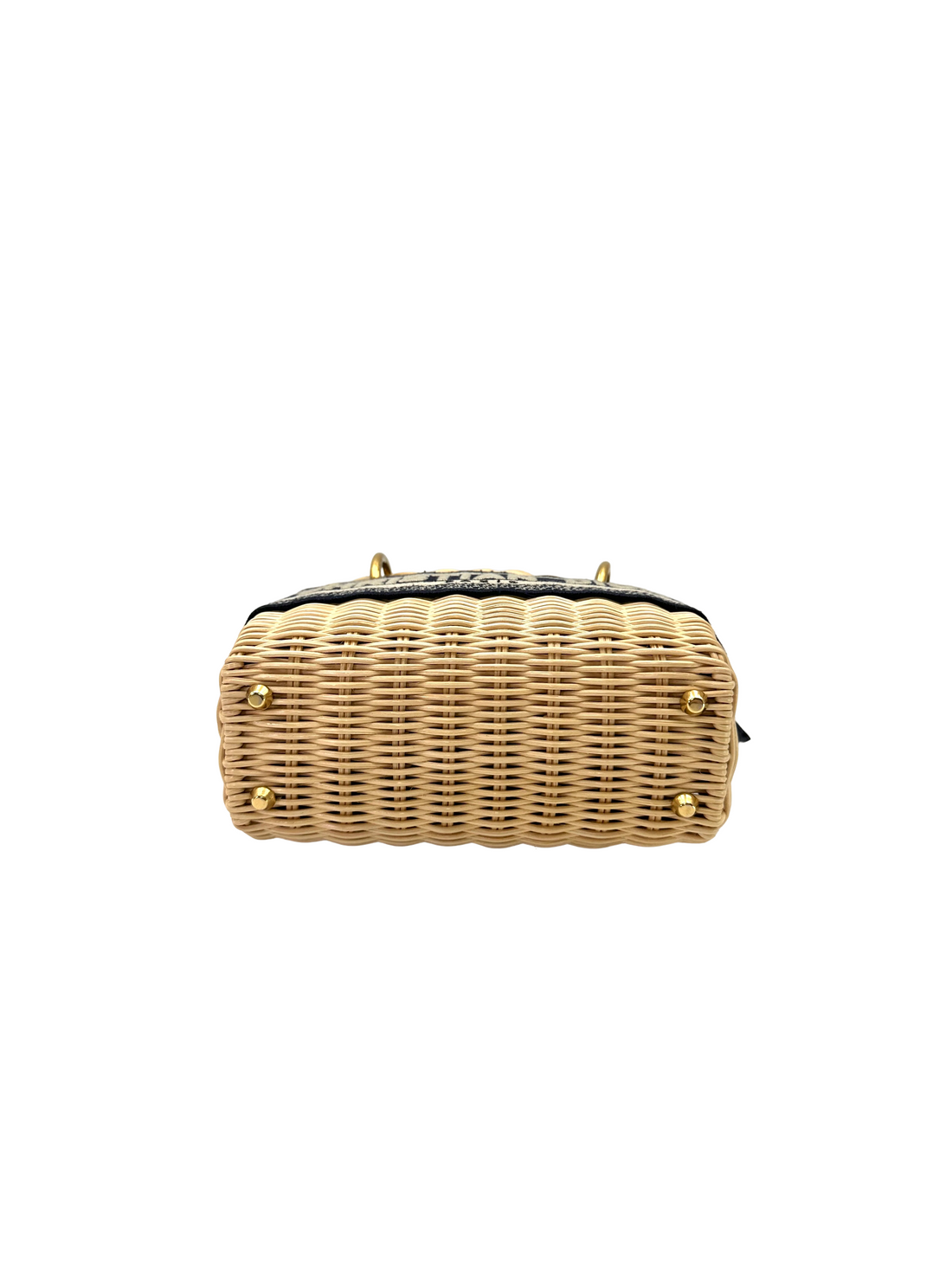 Christian Dior Lady Dior Wicker And Canvas Handle Bag DR897