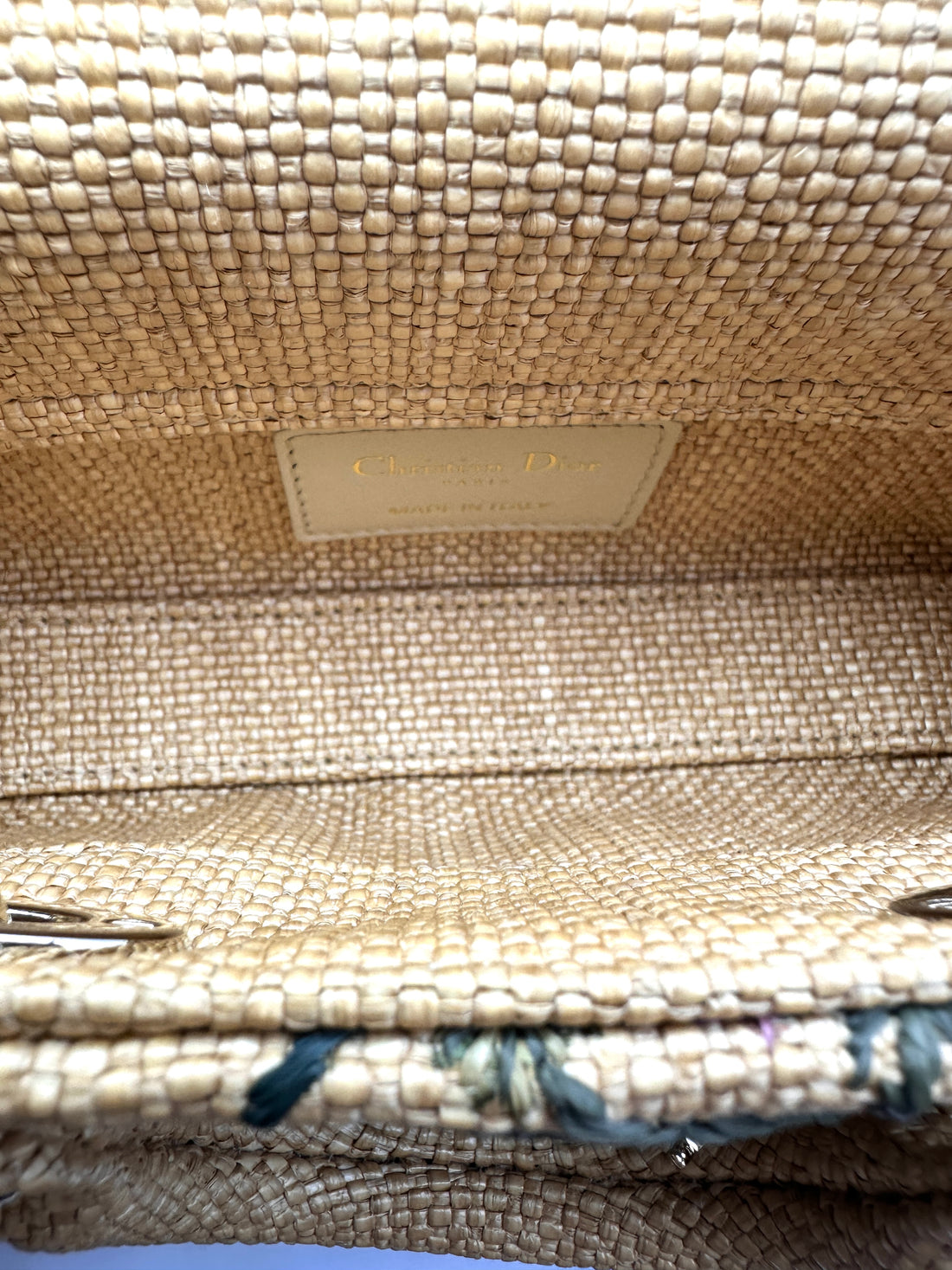 Christian Dior Micro D-joy Natural Embroidered Raffia With Floral Motif Handle Bag DR896