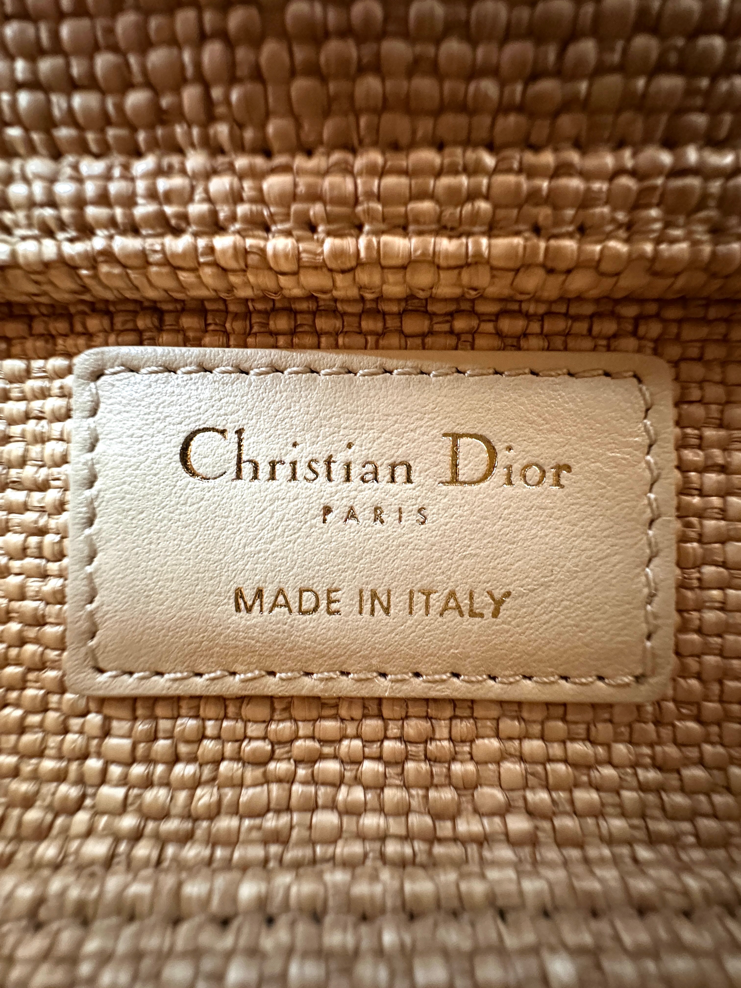 Christian Dior Micro D-joy Natural Embroidered Raffia With Floral Motif Handle Bag DR896