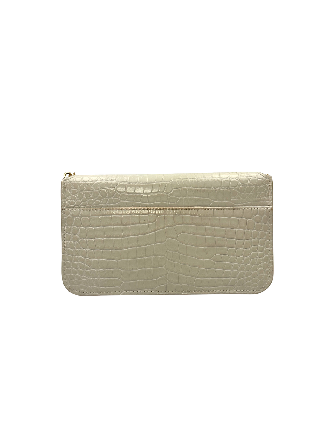 Saint Laurent White Croc-Embossed Leather Wallet On Chain SL281