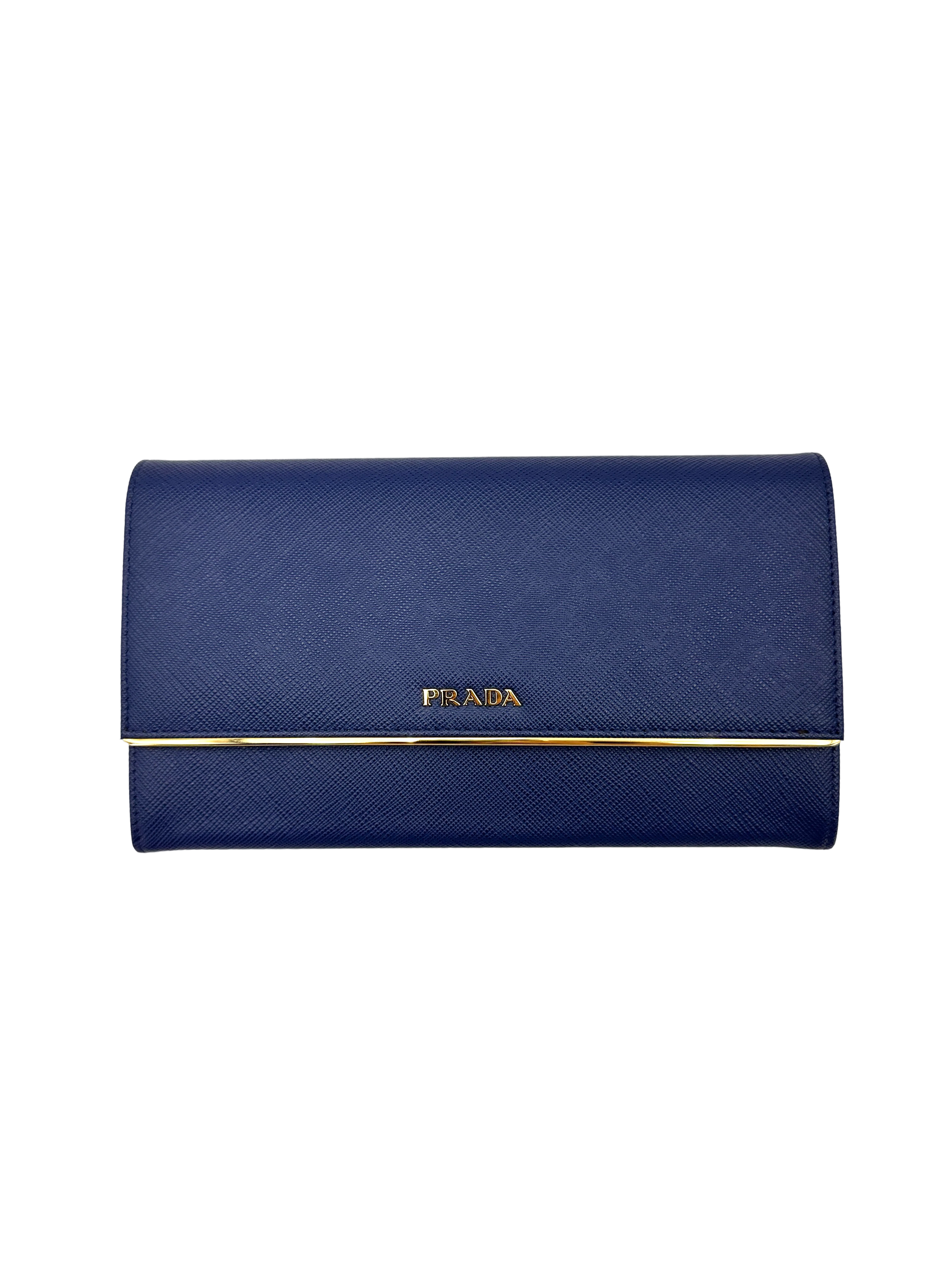 Prada Navy Leather Long Wallet PR544