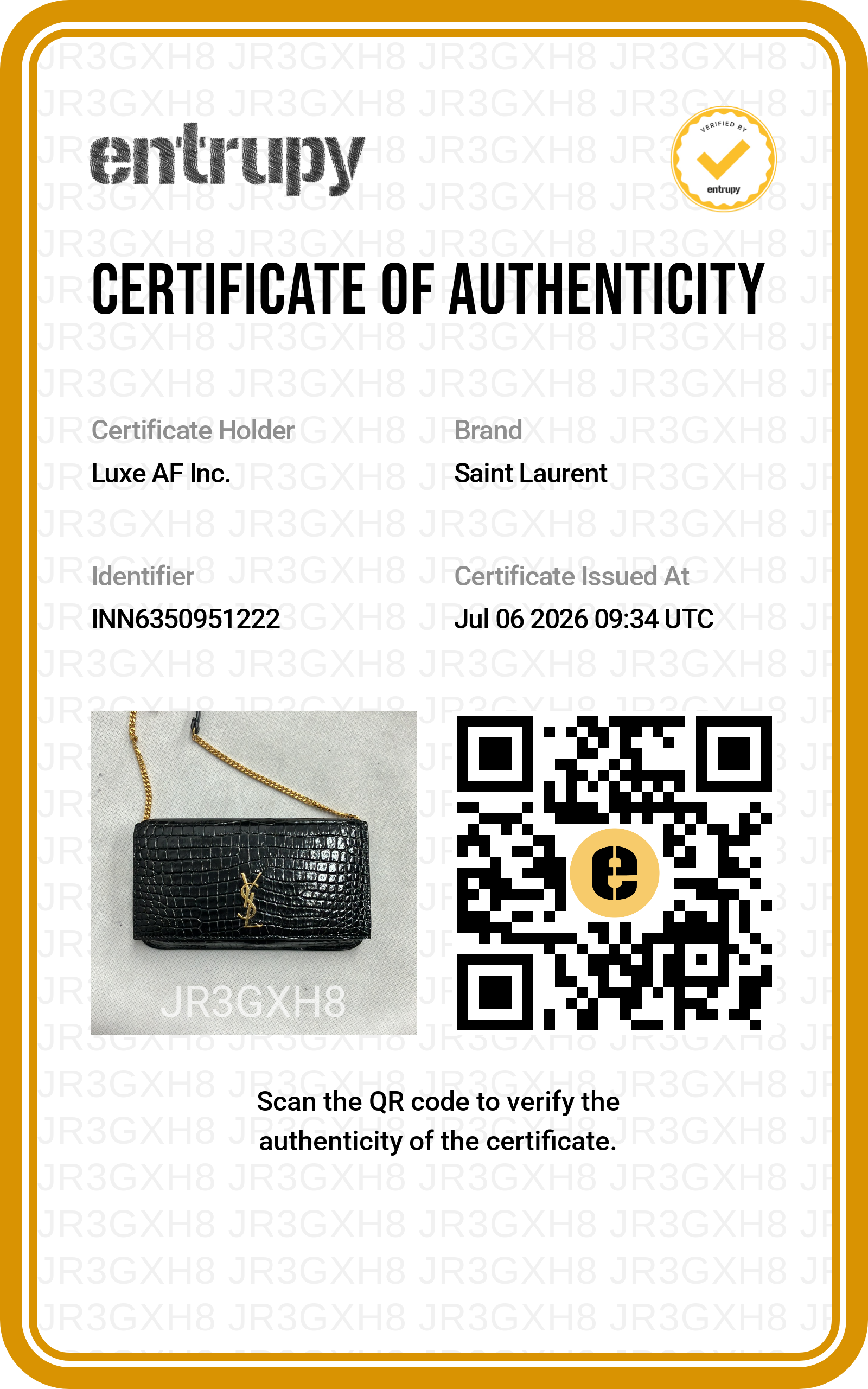 Saint Laurent Black Croc-Embossed Leather Wallet On Chain SL283
