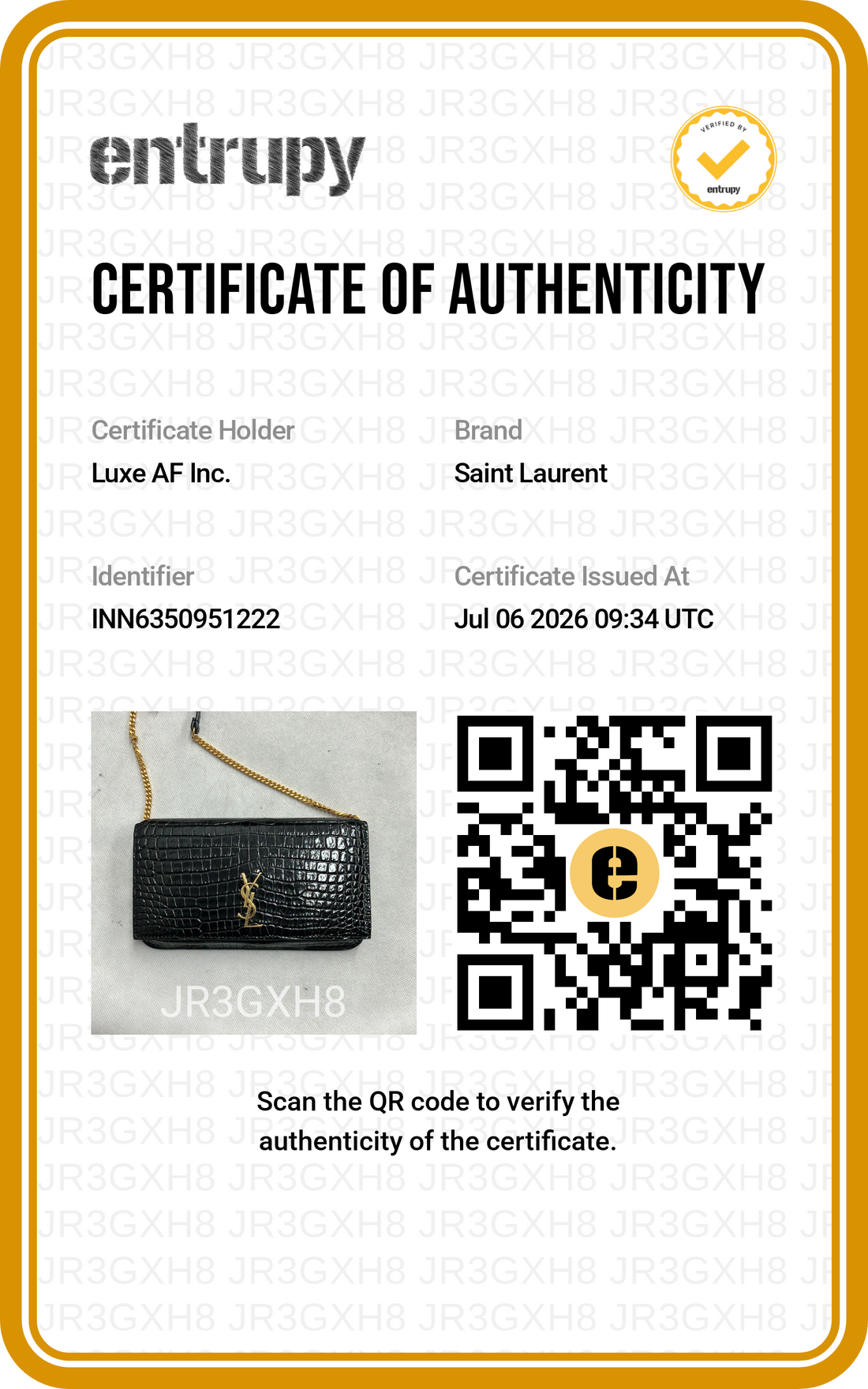 Saint Laurent Black Croc-Embossed Leather Wallet On Chain SL283