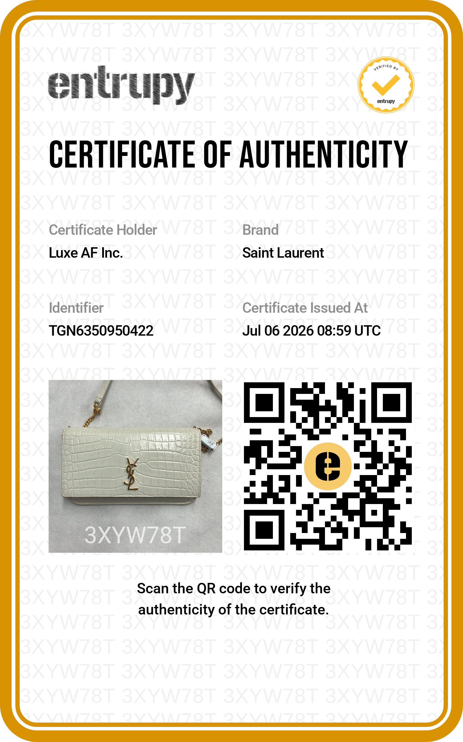 Saint Laurent White Croc-Embossed Leather Wallet On Chain SL281