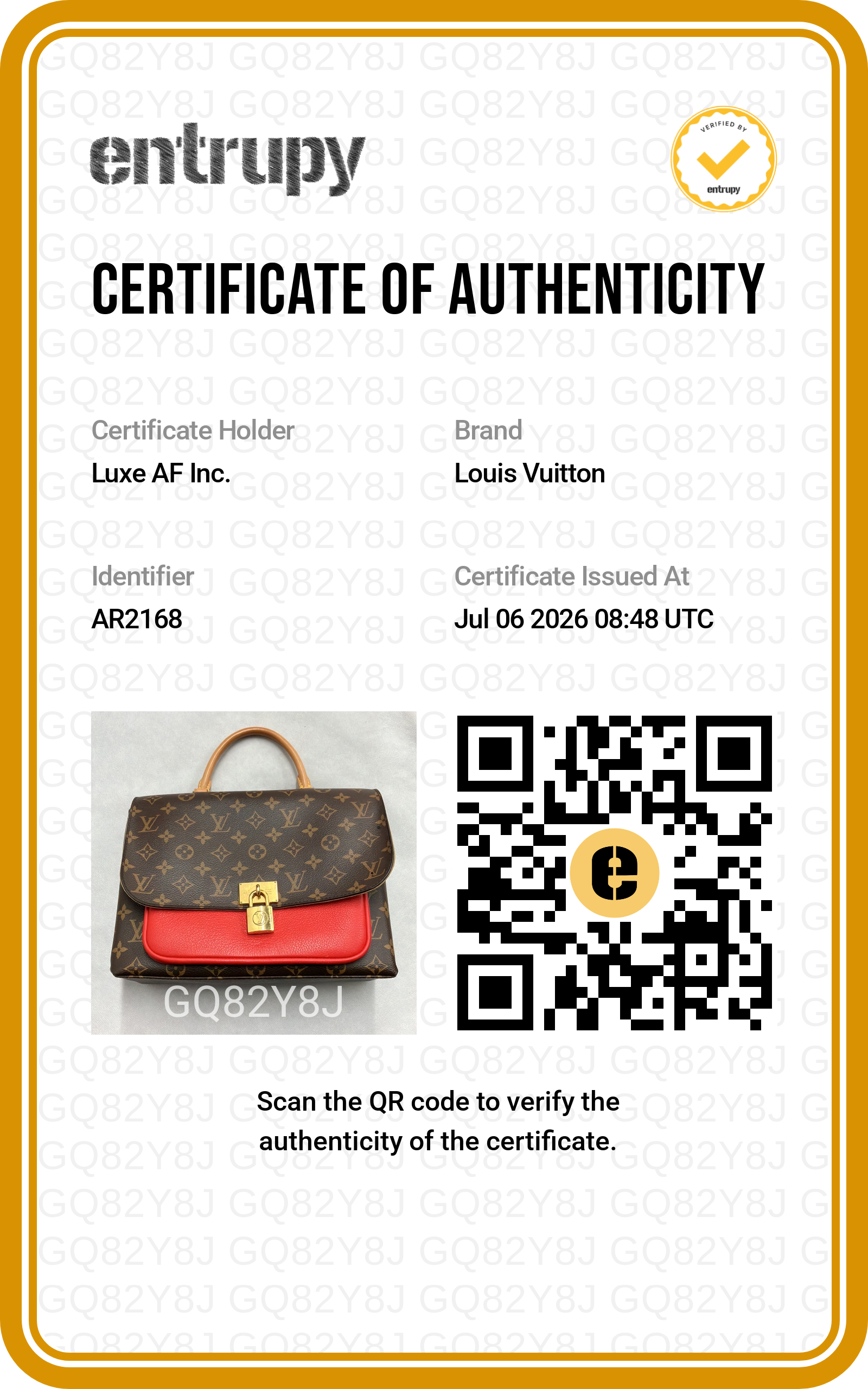 Louis Vuitton Marignan Monogram Canvas & Red Leather Handle Bag LV3268