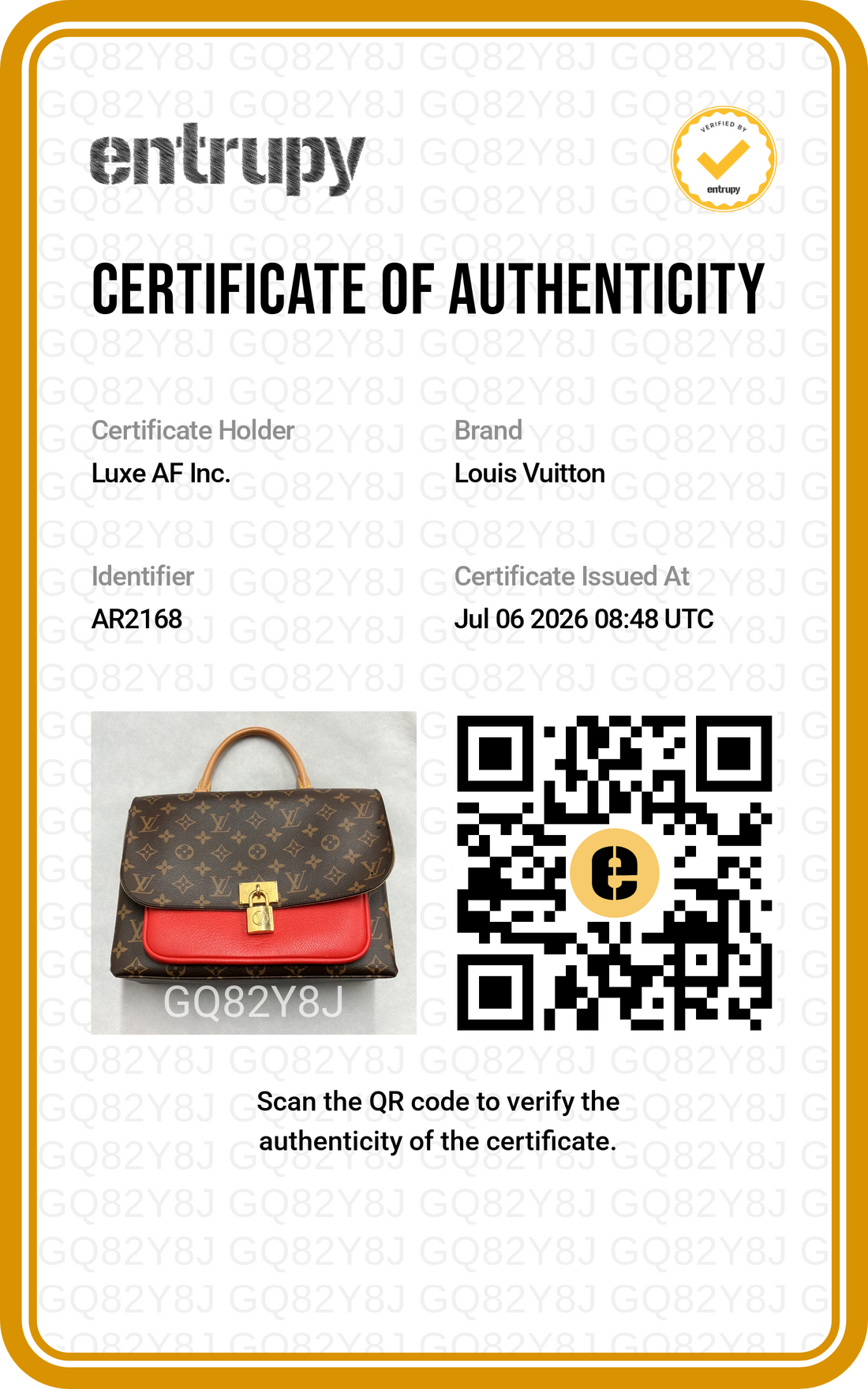Louis Vuitton Marignan Monogram Canvas & Red Leather Handle Bag LV3268