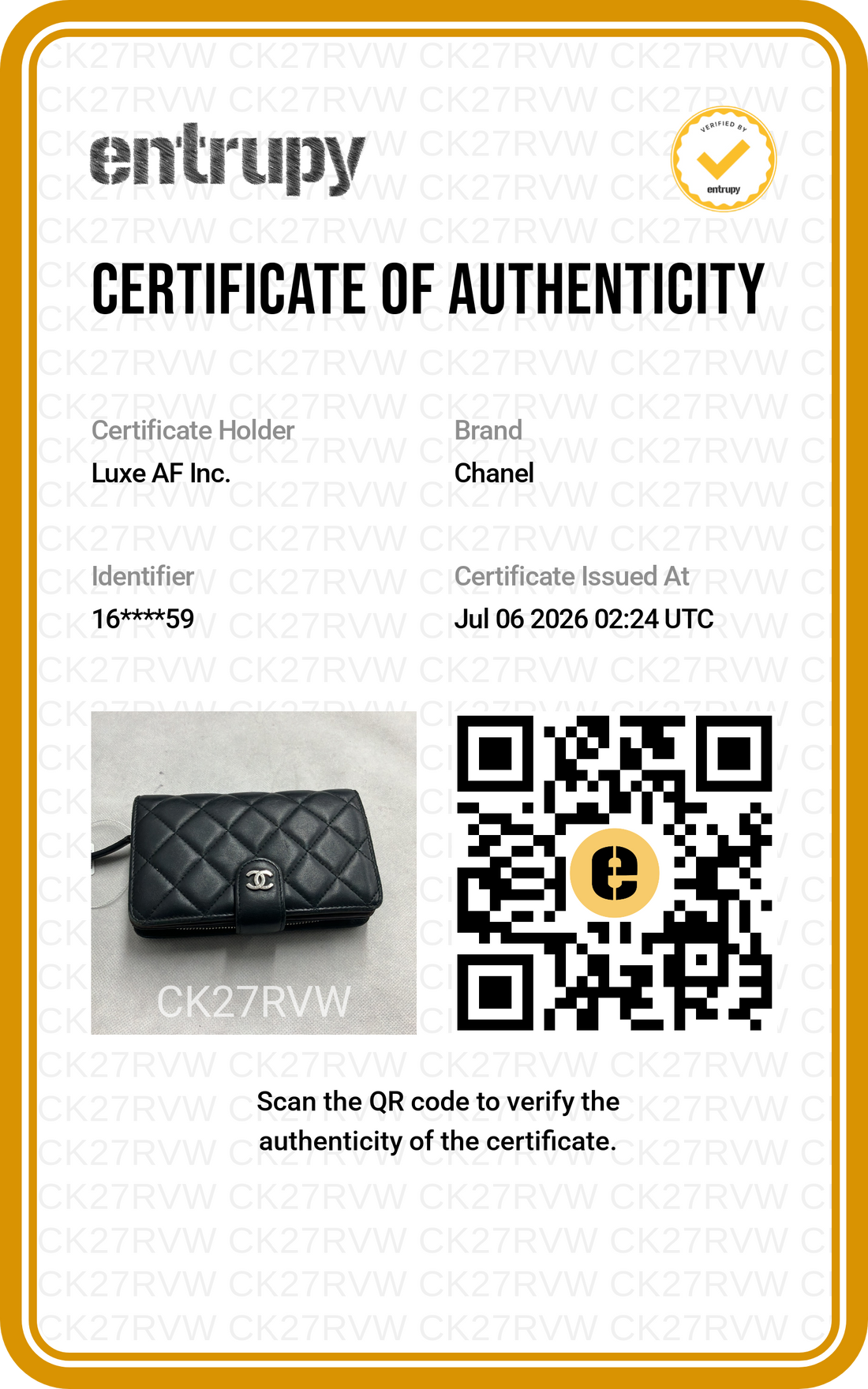 Chanel Black Quilted Leather Wallet(16***59) CC2589