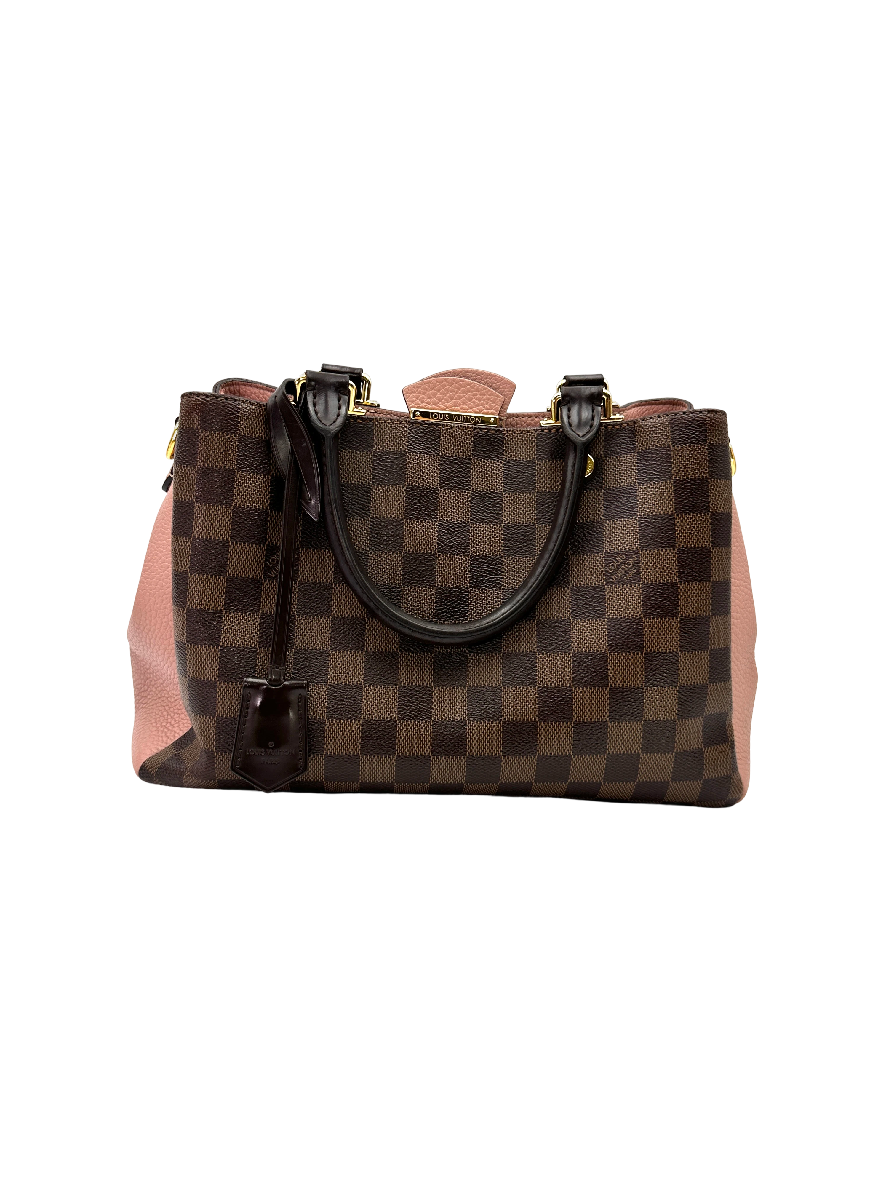 Louis Vuitton Brittany Damier Ebene & Pink Leather Handle Bag LV3264