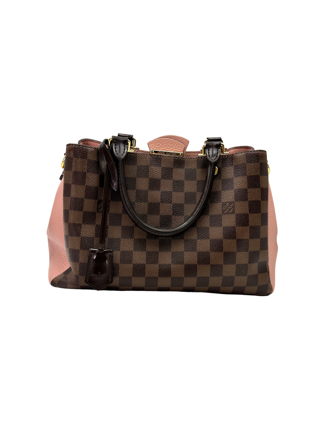 Louis Vuitton Brittany Damier Ebene & Pink Leather Handle Bag LV3264