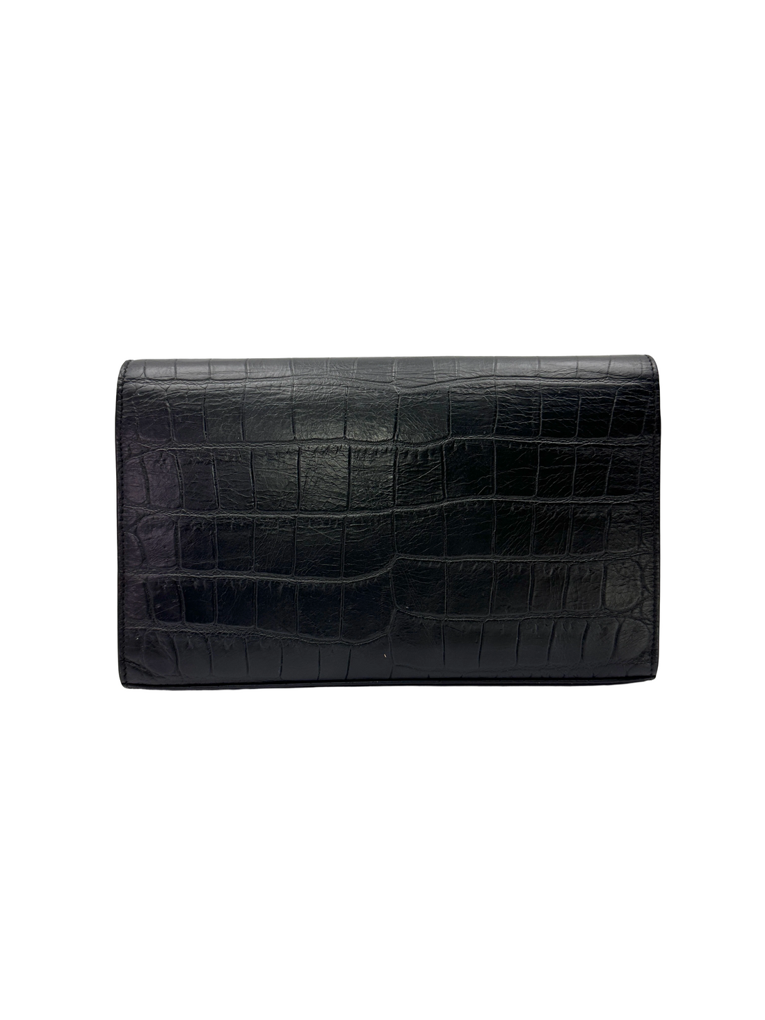 Saint Laurent Black Croc-Embossed Leather Medium Size Wallet On Chain SL280