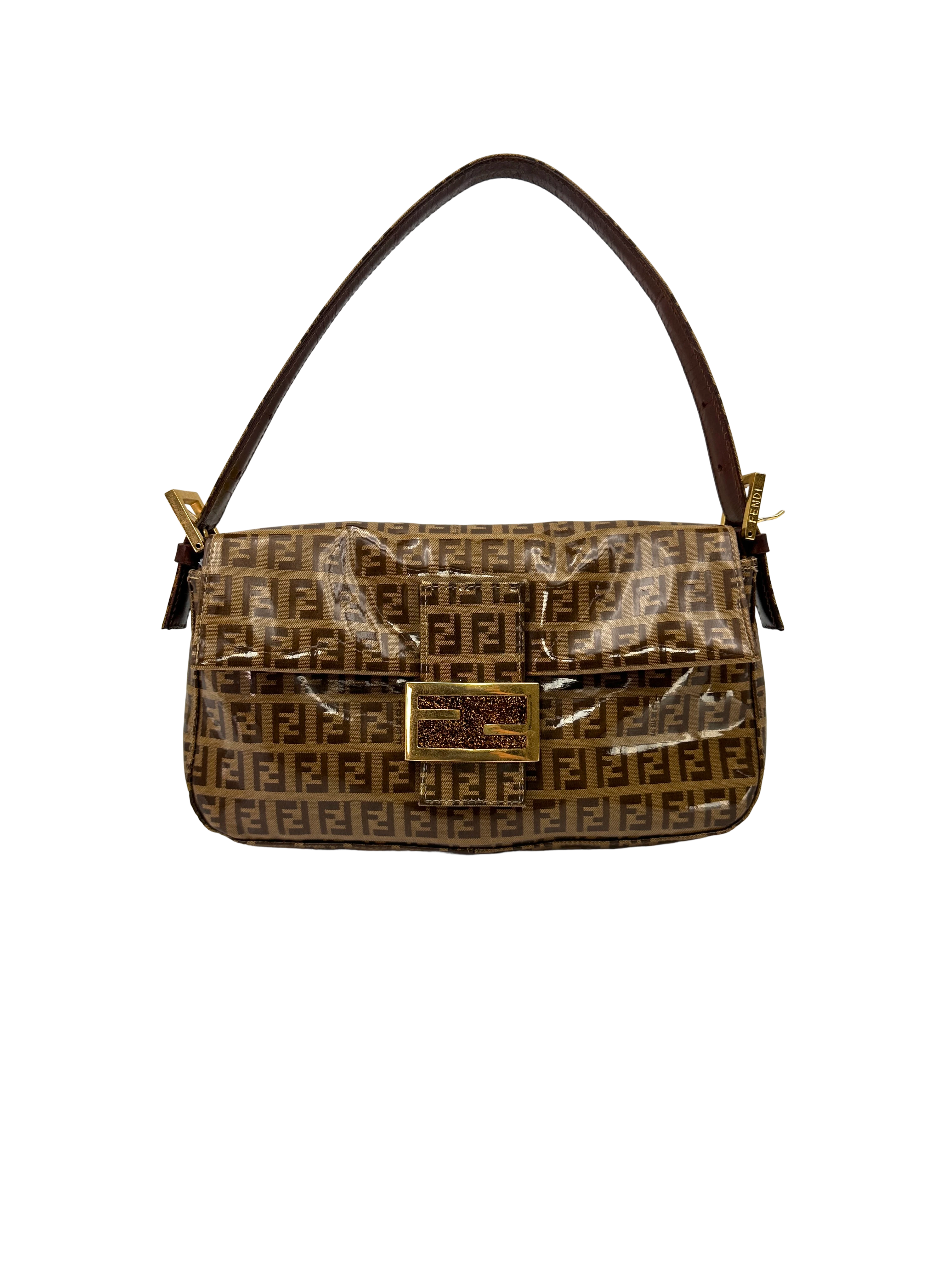 Fendi Zucchino Canvas Baguette Shoulder Bag FF131
