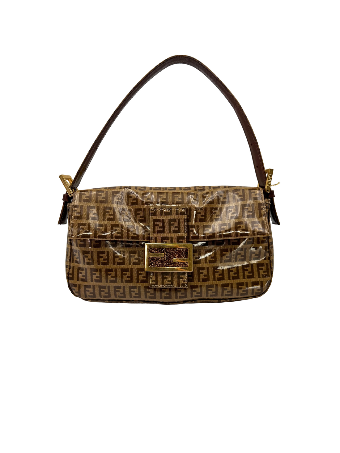 Fendi Zucchino Canvas Baguette Shoulder Bag FF131